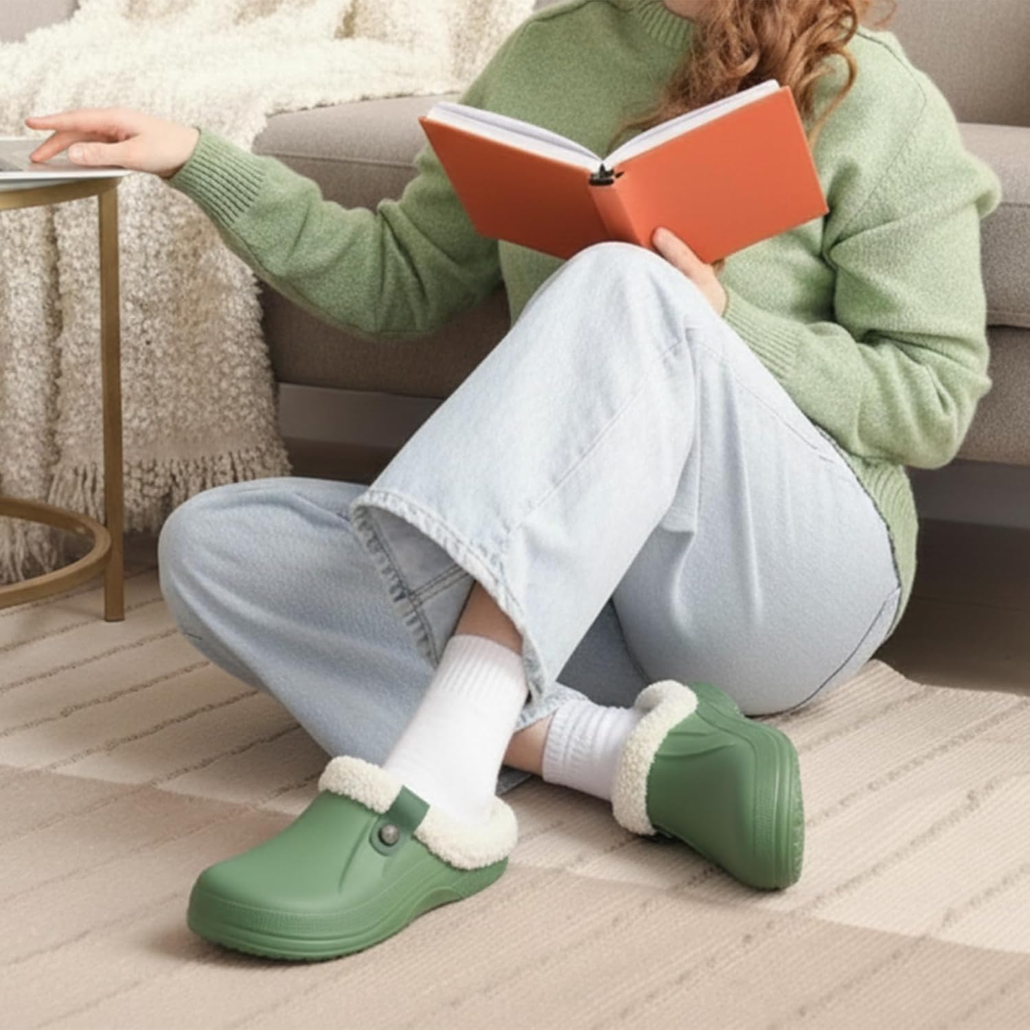 Beslip Fur Lined Clogs for Women & Men Fuzzy Slippers with Memory Foam