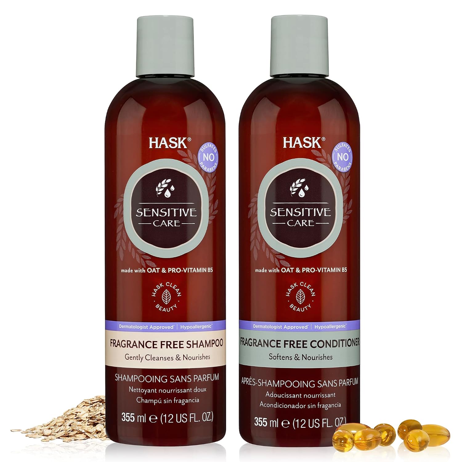 HASK Biotin Boost Thickening Shampoo + Conditioner Set | Adds Fullness, Strengthens, Volumizes, Sulfate-Free, Paraben-Free, Gluten-Free, Color Safe | 12oz each