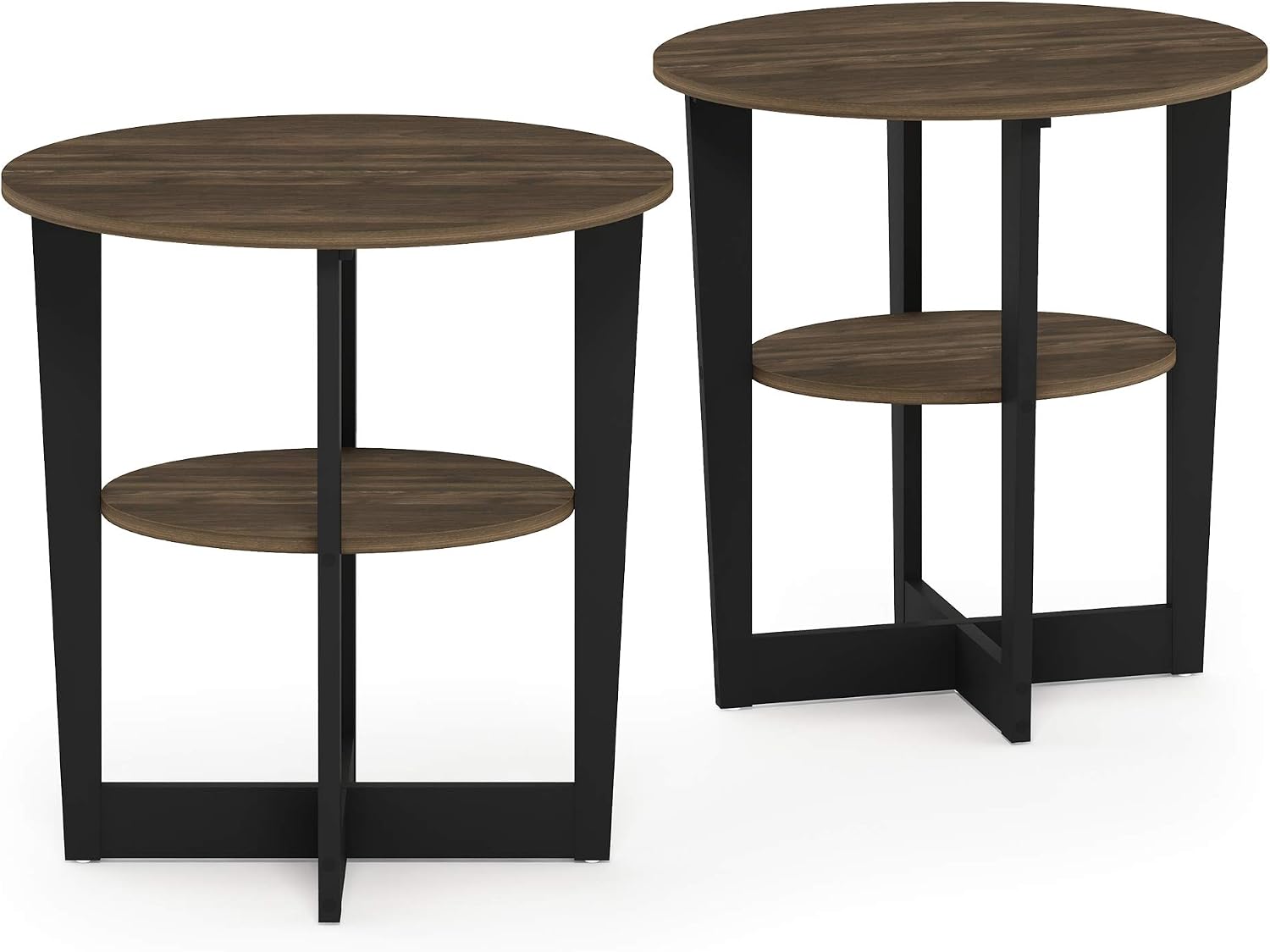 Furinno SIMPLE DESIGN Side Table, 2-Tier Modern End Table with Soft Edges, Open Shelves Night Stand, Bedside Table, for Living Room, Bedroom, French Oak