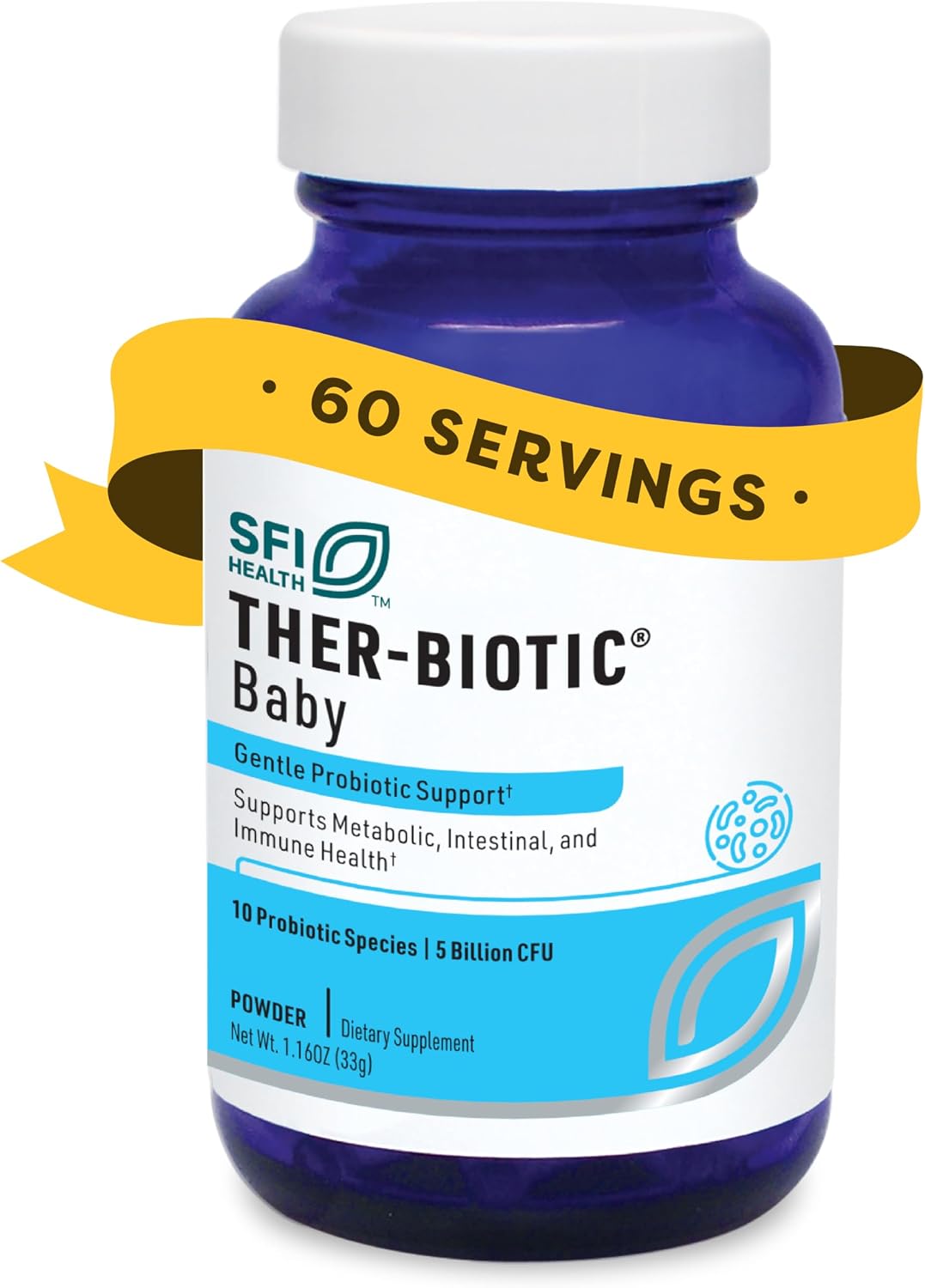Klaire Labs SFI Health Ther-Biotic Baby Probiotic Powder, 2 oz | Supports Developing Microbiomes & Infant Development, 5 Billion CFU + 10 Strains for Digestive Health and Immune Support