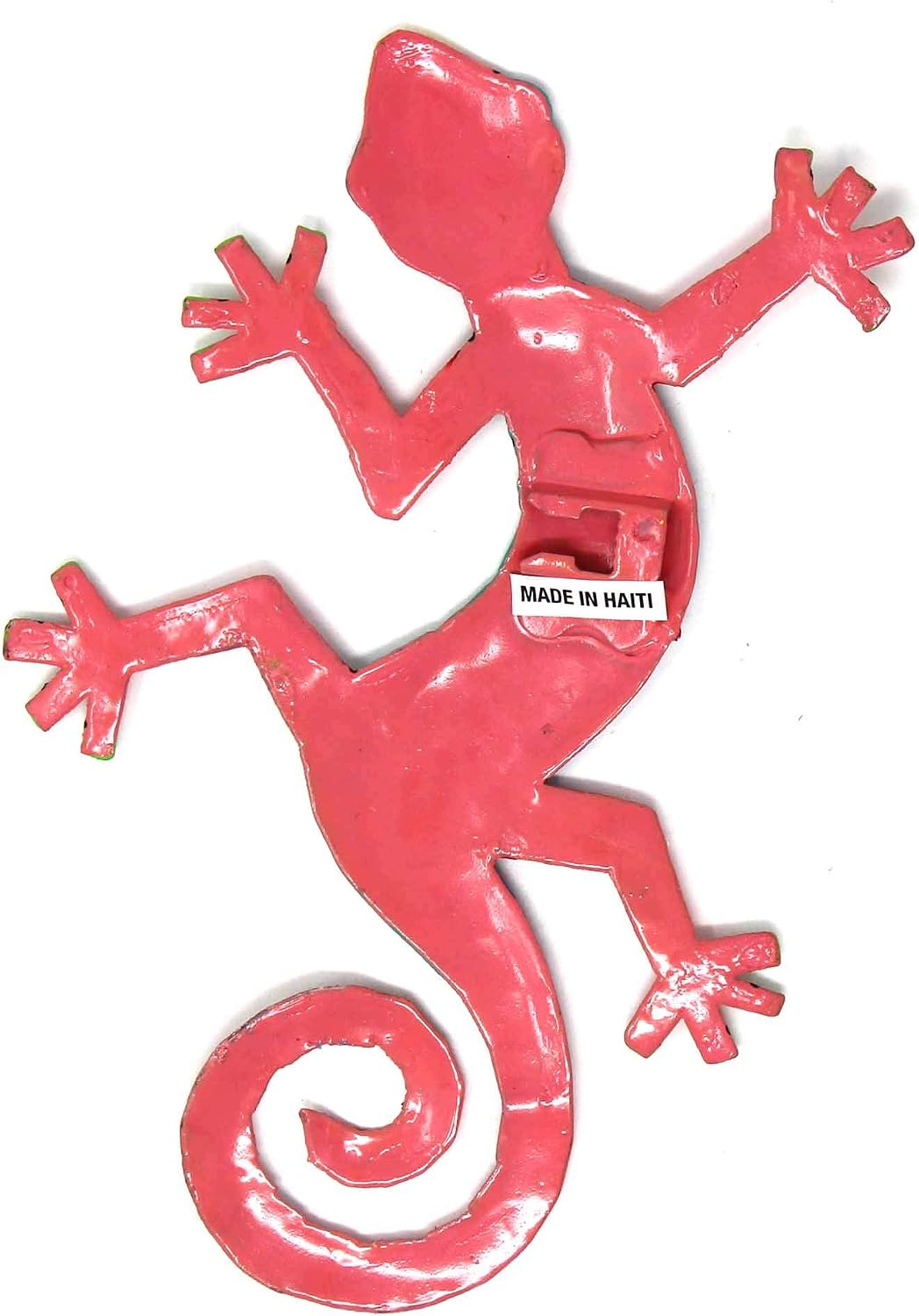Global Crafts 8" Painted Gecko Recycled Haitian Metal Wall Art Blue Green, Florida