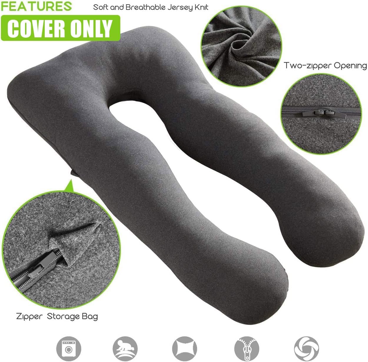COSMOPLUS 𝐏𝐫𝐞𝐠𝐧𝐚𝐧𝐜𝐲 𝐏𝐢𝐥𝐥𝐨𝐰 𝐂𝐨𝐯𝐞𝐫 U Shaped Full Body Pillow Case 𝐂𝐨𝐯𝐞𝐫 for