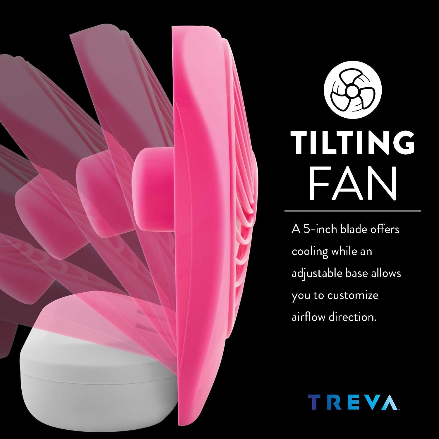 O2COOL Treva 5 in Portable Battery Powered Desk Fan 2-Speed Black | Yes