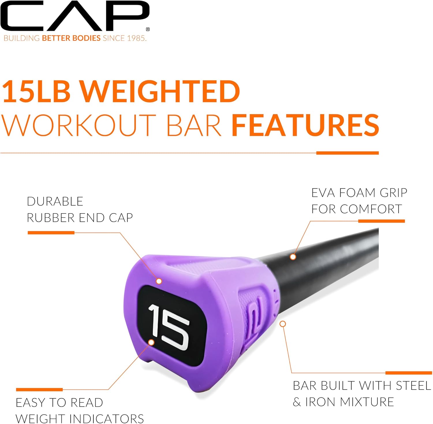 CAP Barbell Weighted Workout Bar | 5-20 lb | Multiple Options