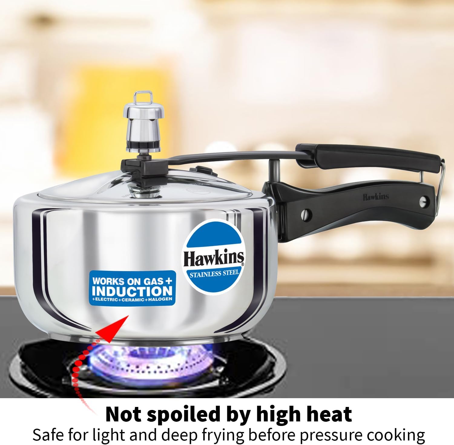 Hawkins Pressure Cooker, Stainless Steel Inner Lid Cooker, Induction Cooker, Small Cooker, Silver HSS20 2 Litre