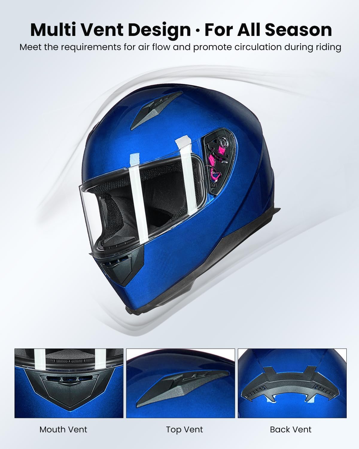 ILM Full Face Motorcycle Street Bike Helmet with Removable Winter Neck Scarf + 2 Visors DOT Model ILM-313