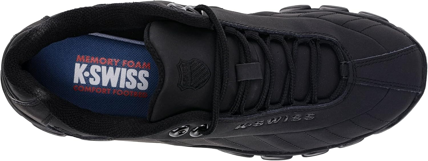 K-Swiss Men's ST329 CMF Sneaker, Wide Tennis Walking Shoes Leather Upper | Court Inspired, Tennis Heritage, Comfort Soft Cushioning, Arch Support, Wide Feet Fit, Chunky Silhouette, Classic Style.