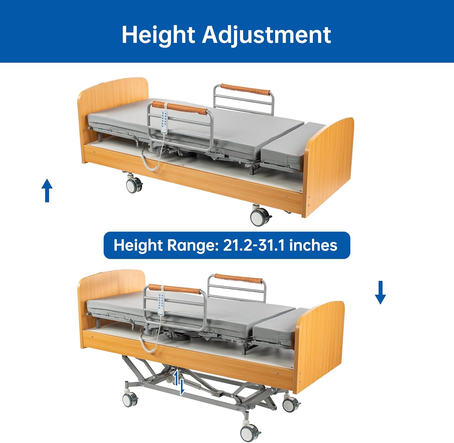 Rotating Multi-Functional Electric Hospital Bed, Rotates 90° From a Flat (Lying) Position to an Upright Seated Position