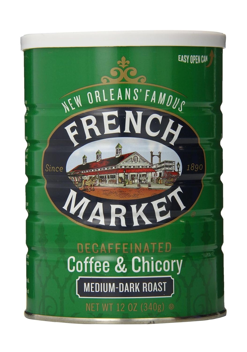French Market Coffee & Chicory Dark Roast Ground Coffee, 12oz Can (Pack of 6)