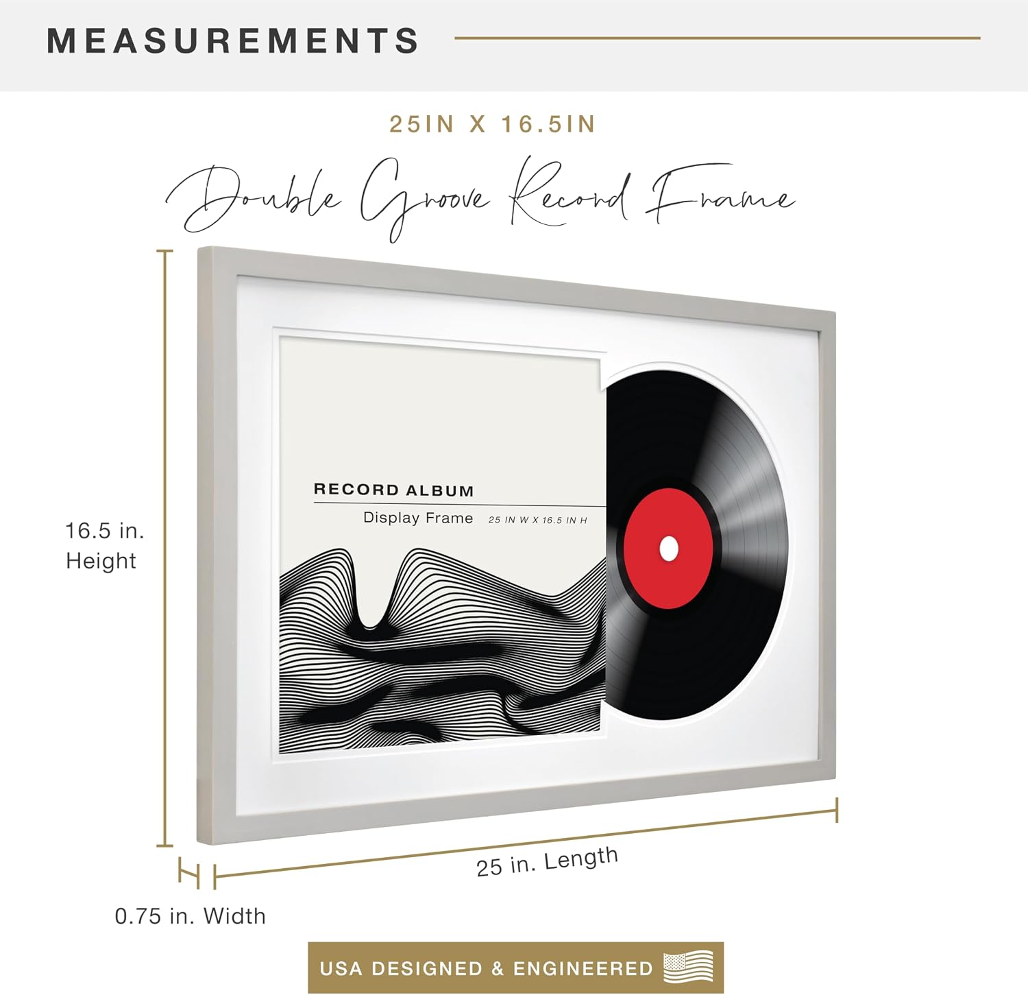 MCS Single Matted Record Album Frame, 15x15, Black