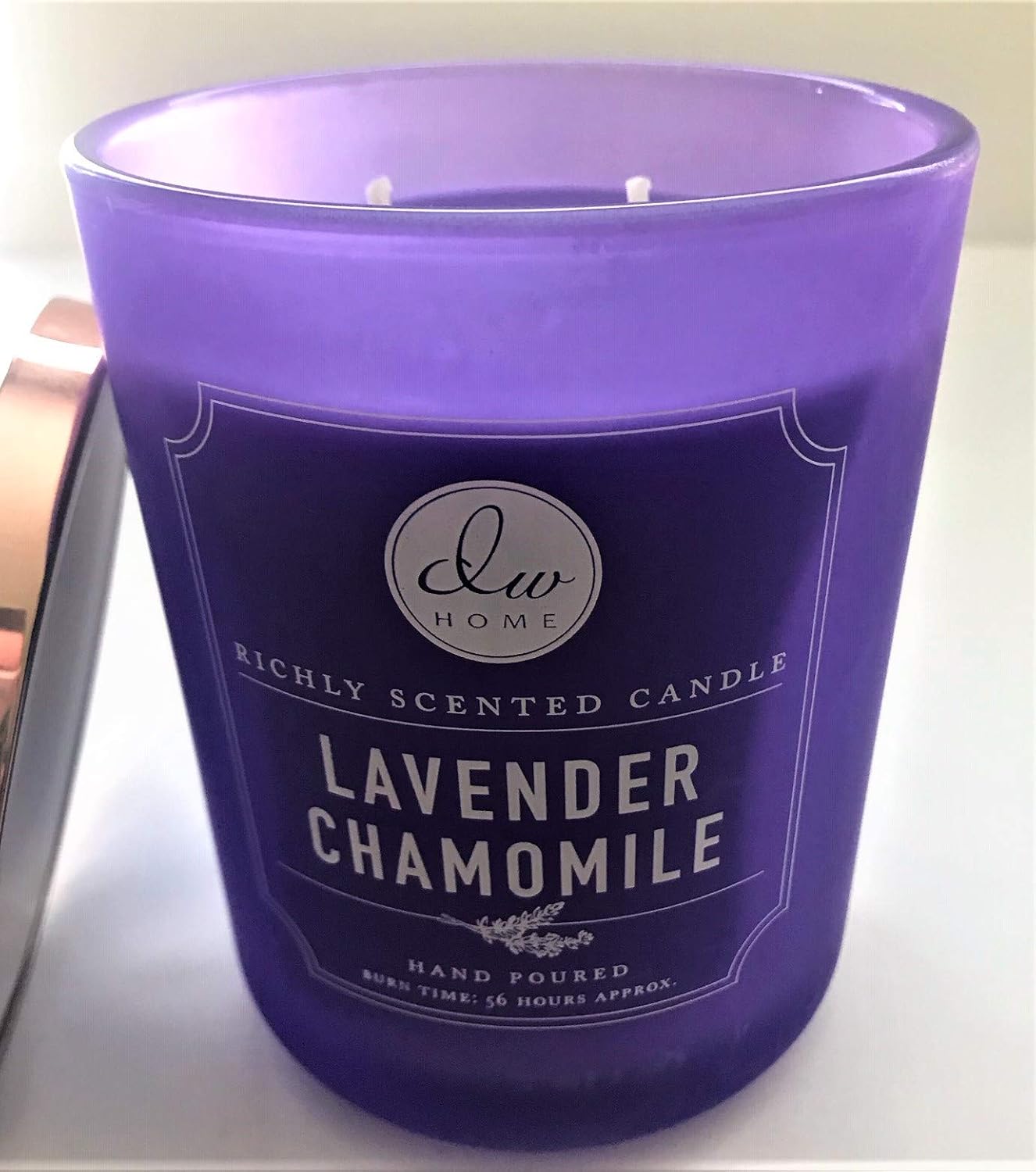 DW Home Richly Scented Candle Lavender Chamomile in Large Matte Purple Tumbler with Lid