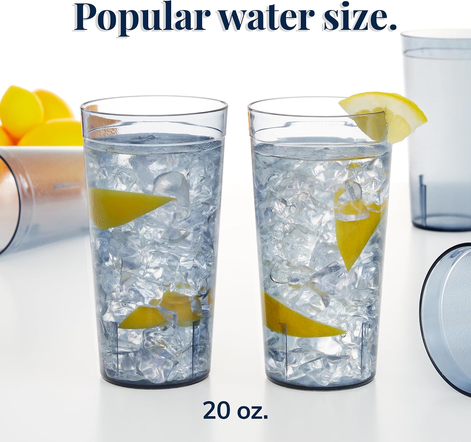 US Acrylic Cafe Plastic Reusable Tumblers (Set of 16) 20-ounce Water Cups Coastal Colors | Restaurant Style Drinking Glasses Value Set, Stackable, BPA-free, Made in the USA | Top-rack Dishwasher Safe