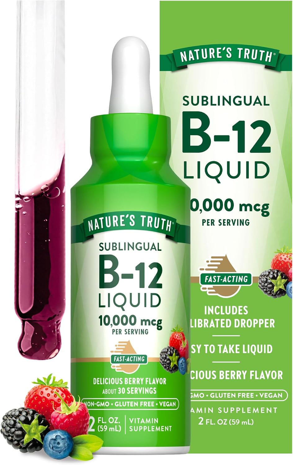 Nature's Truth B12 Sublingual Liquid Drops | 10,000 mcg | 2 oz