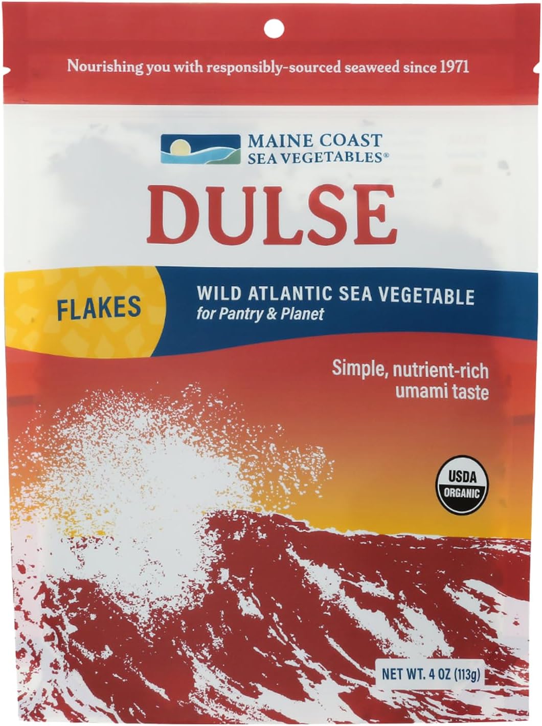 Maine Coast Sea Vegetables Organic Dulse Flakes | Seaweed Snacks | Rich in Iodine