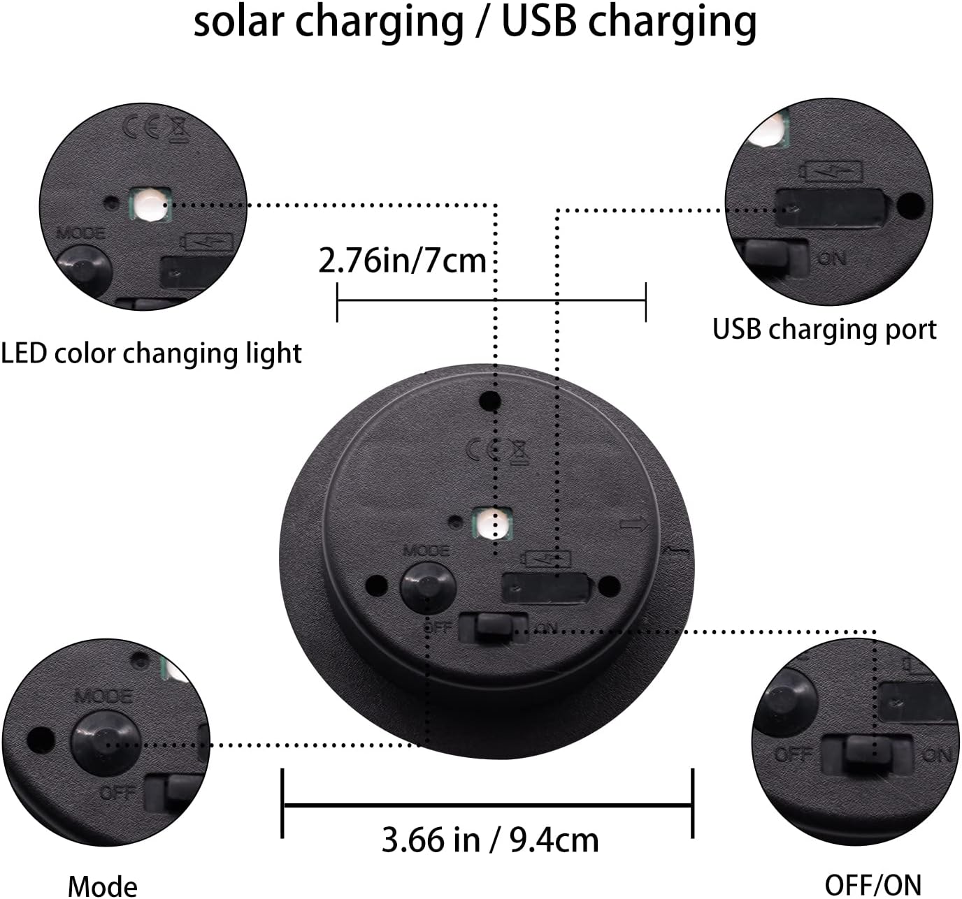 Solar Light Replacement Top Parts 4 Pack(Top Size 3.31 inch