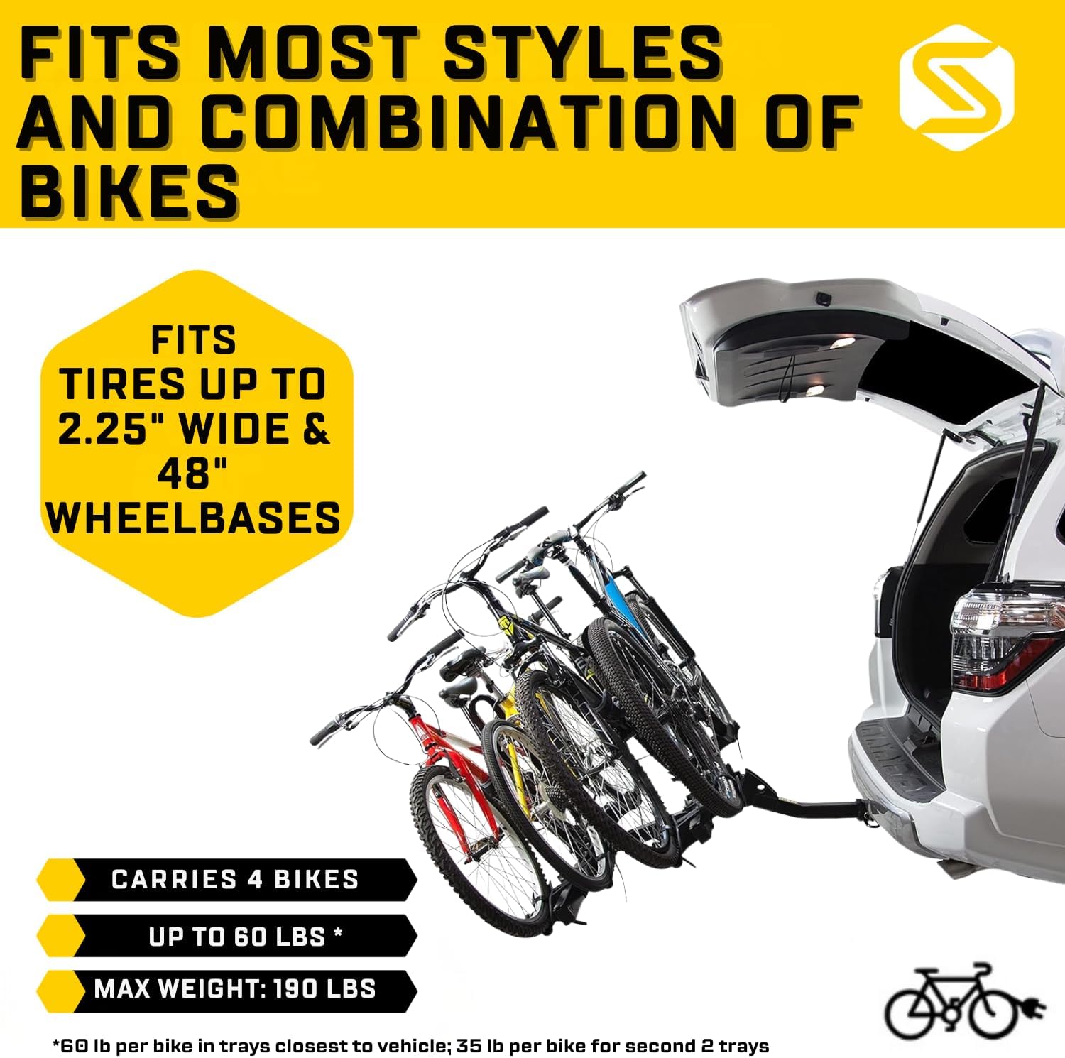Saris Freedom Hitch Rack – Lightweight Platform Bike Carrier for Car, SUV & Truck – No Frame Contact, Anti-Wobble, E-Bike Compatible – 2 or 4 Bike