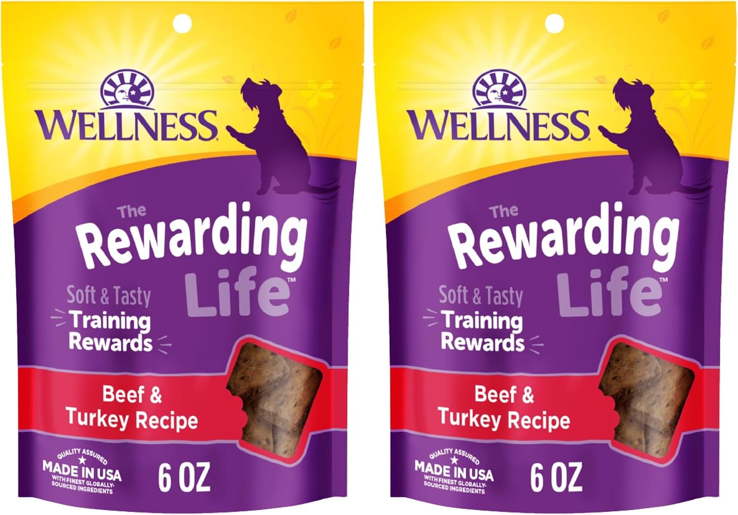 Wellness Rewarding Life Soft Dog Training Treats, Natural, Grain Free, Lamb and Salmon Recipe, 6 oz Bag