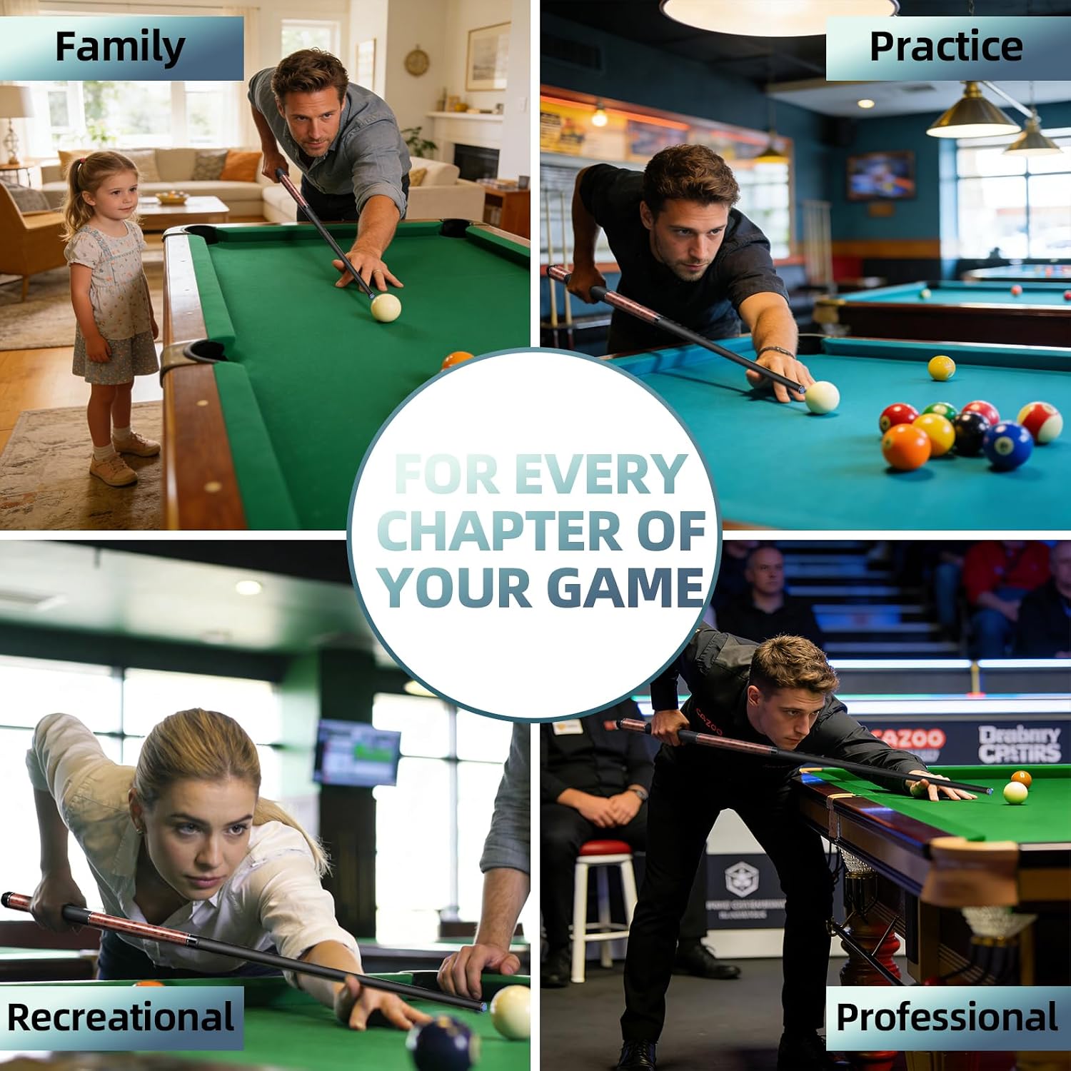 Kmise Carbon Fiber Pool Cue Stick 58", Billiard Cue Sticks 21-23oz, Low Deflection Pool Cue with 12.5mm Tip, Professional Billiard Carbon Fiber Pool Sticks for Adults