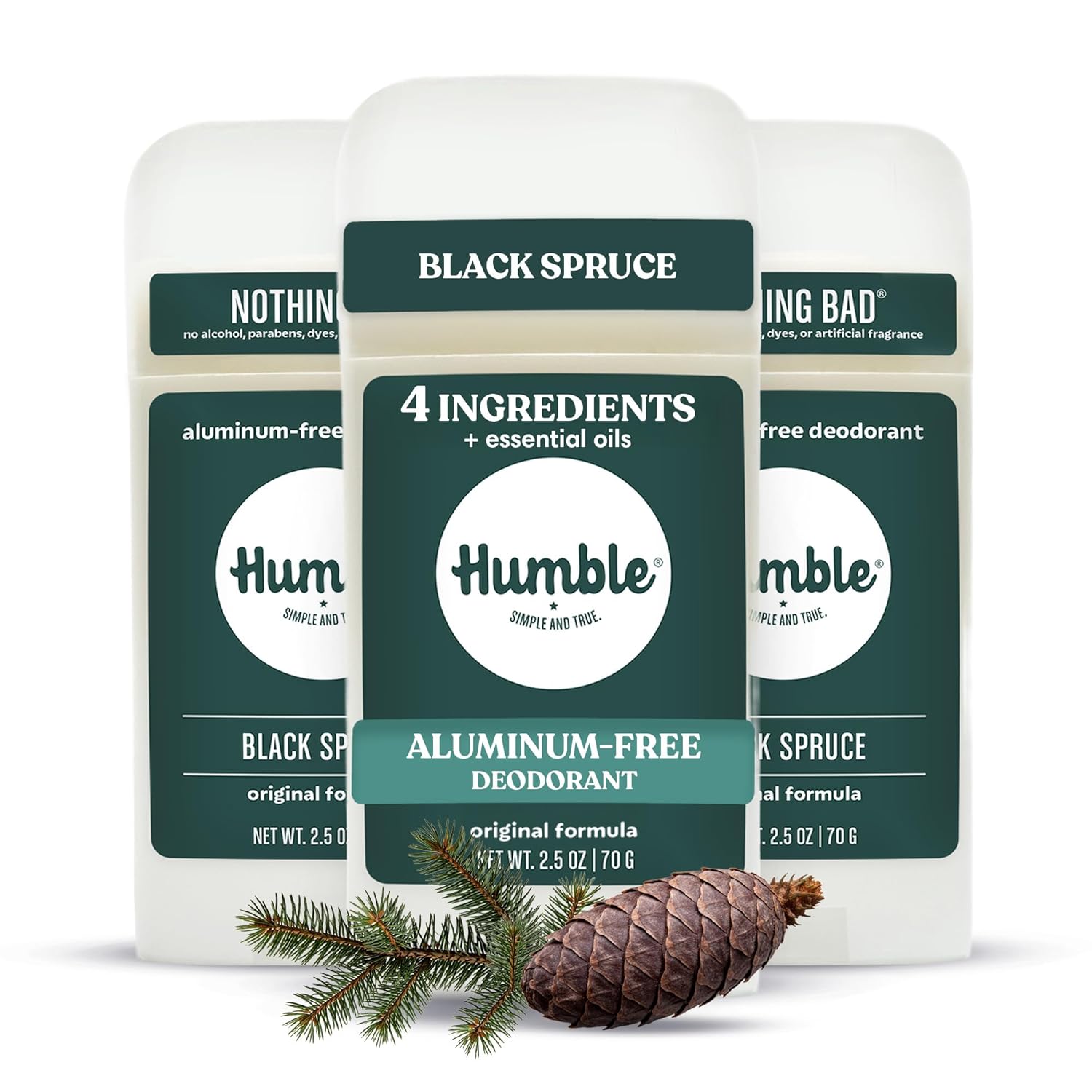 Humble Aluminum-Free Deodorant, Simply Unscented - 1 Pack | Baking Soda-Free, Clean, Fresh, Natural, Essential Oils, Sensitive Skin, Long-Lasting Odor Control, Cruelty-Free, Men & Women