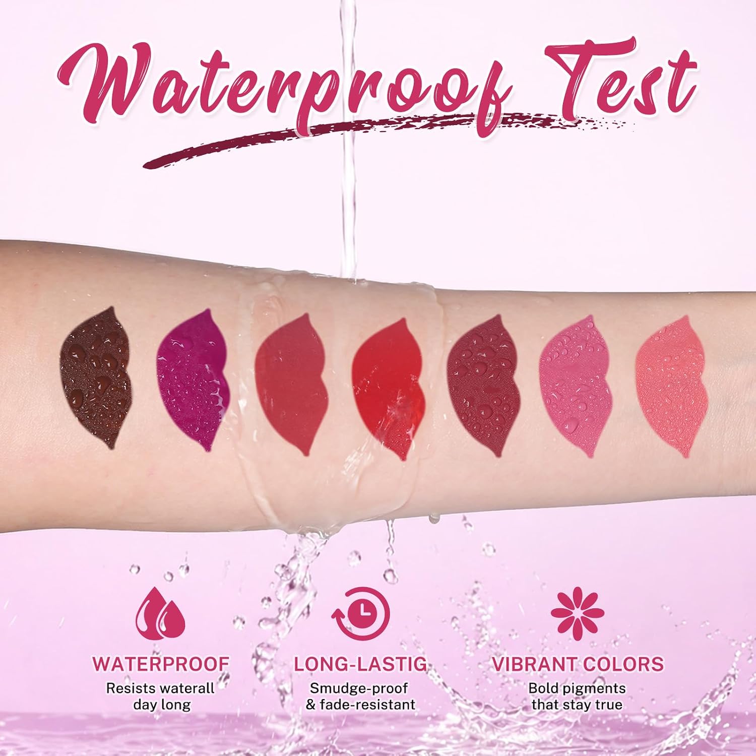 QiBest 7Pcs Matte Liquid Lipstick + 1Pcs Lip Plumper Makeup Set Kit, Pigmented Long Lasting Lip Gloss Set