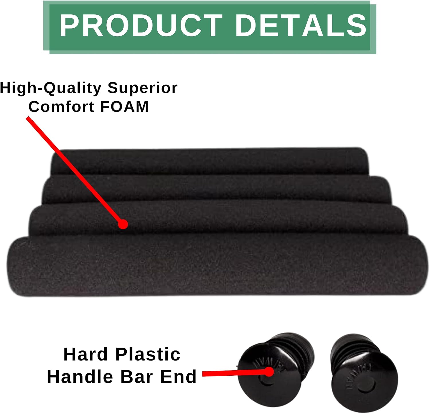 Ultracycle's Cruiser & Road Foam Grips - Soft and Cushy Design, High-Density Foam Rubber, 4-Piece Kit