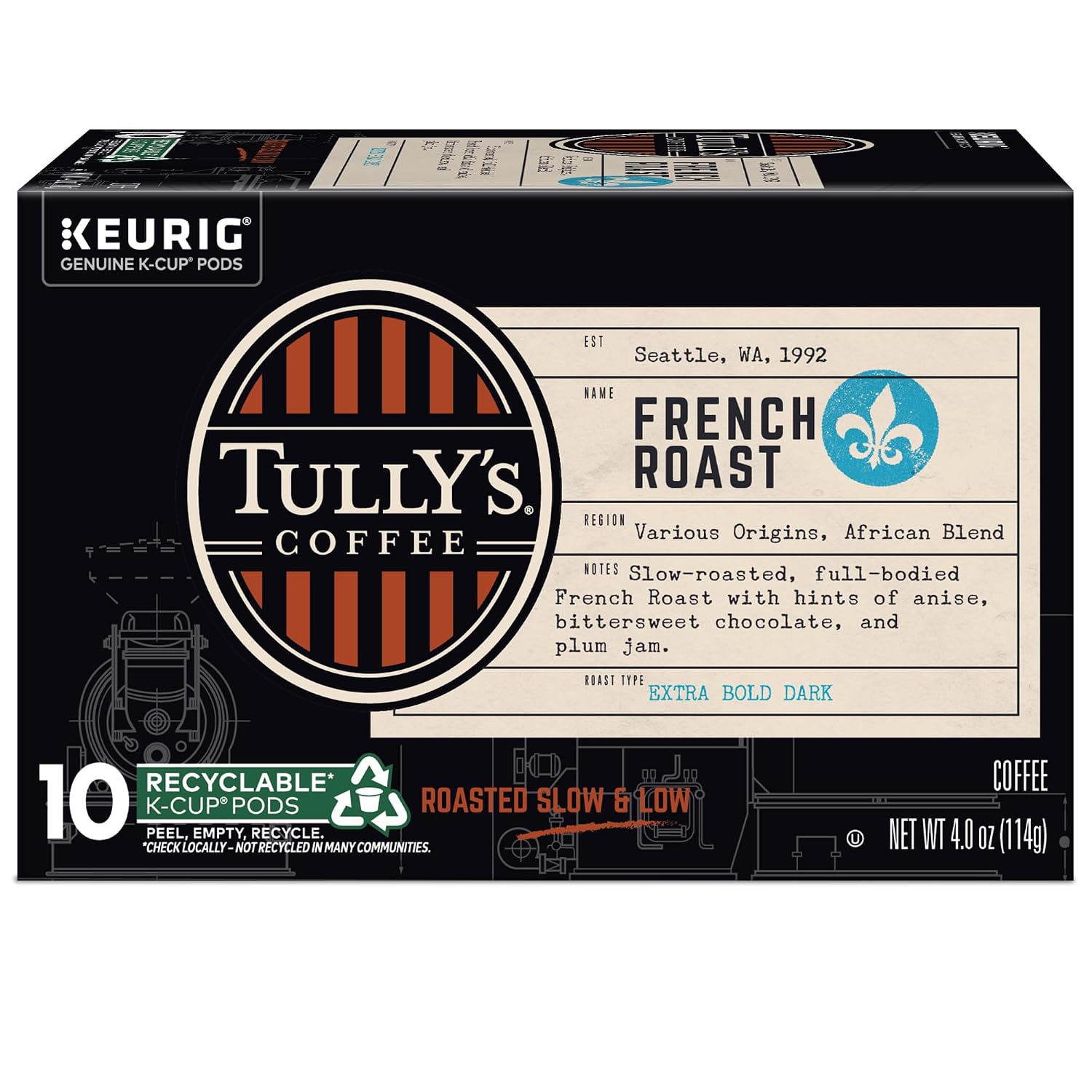 Tully's Coffee Hawaiian Blend Keurig Single-Serve K-Cup Pods, Medium Roast Coffee, 96 Count