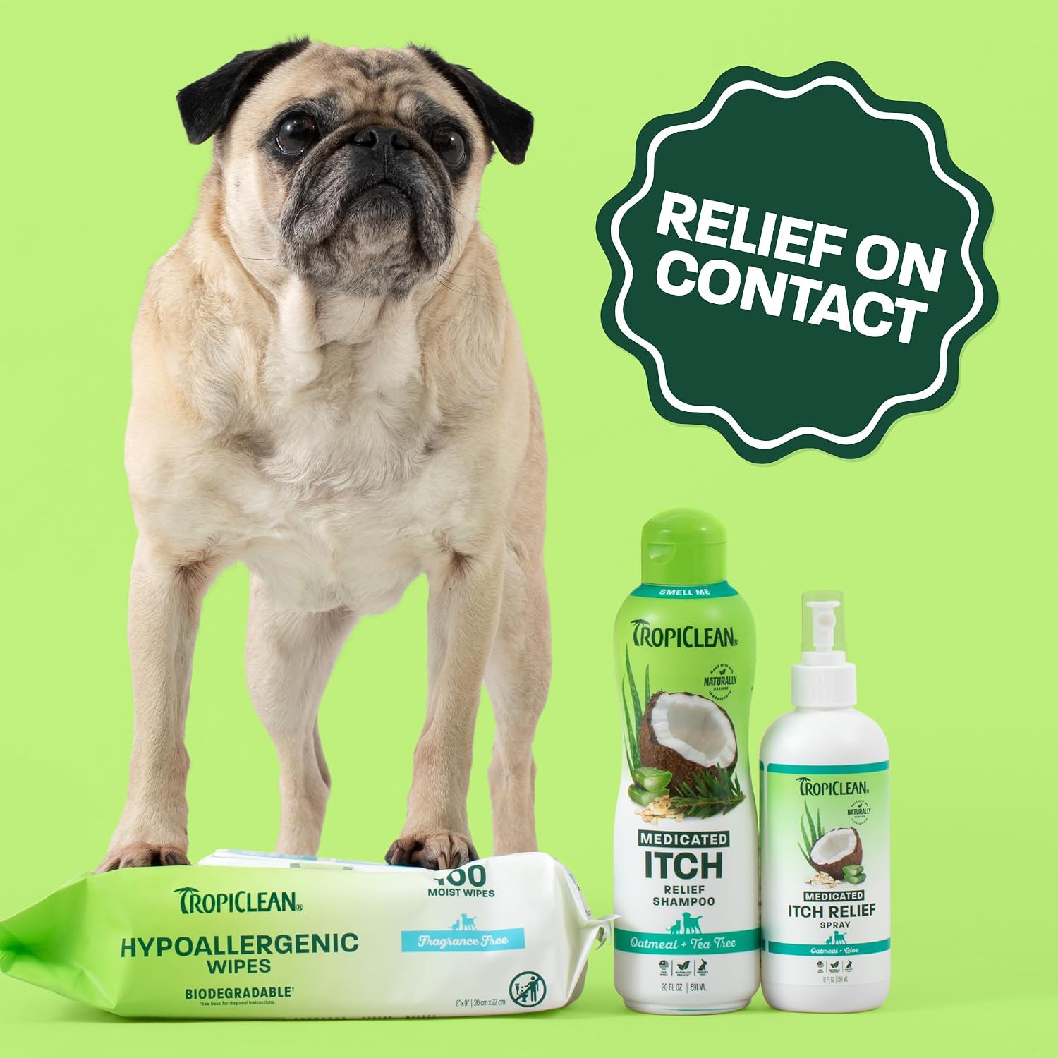 TropiClean Deodorizing Dog Shampoo for Smelly Pets, Long Lasting Odor Control, Puppy Safe, Made in the USA, Berry Scent, Cat Friendly, 20oz.