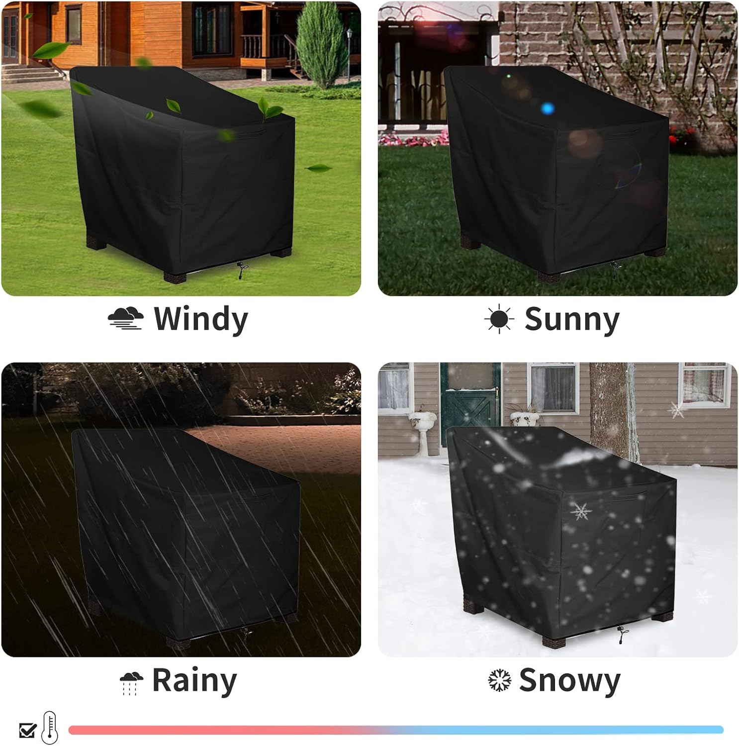 ALSTER Outdoor Chair Covers, Patio Chair Covers (35" L x 40" W x 33" H), Durable and Waterproof Outdoor Furniture Covers for Lounge Deep Seat
