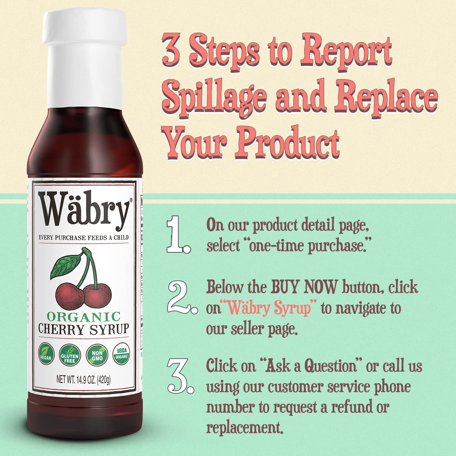 Wäbry Blueberry Syrup – 14.9oz (420g), Natural Fruit Flavor Organic Snow Cone Syrup for Drizzling on Shaved Ice, Waffles, Ice Cream & Lattes, Non-GMO, Dye-Free Vegan Syrups, 12 Servings Per Bottle