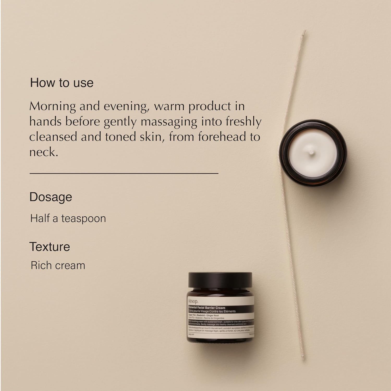 Aesop Element Facial Barrier Cream | Nourishing, Emollient Rich Cream for Dry & Dehydrated Skin | Provides Soothing Barrier Protection | 2oz / 60mL