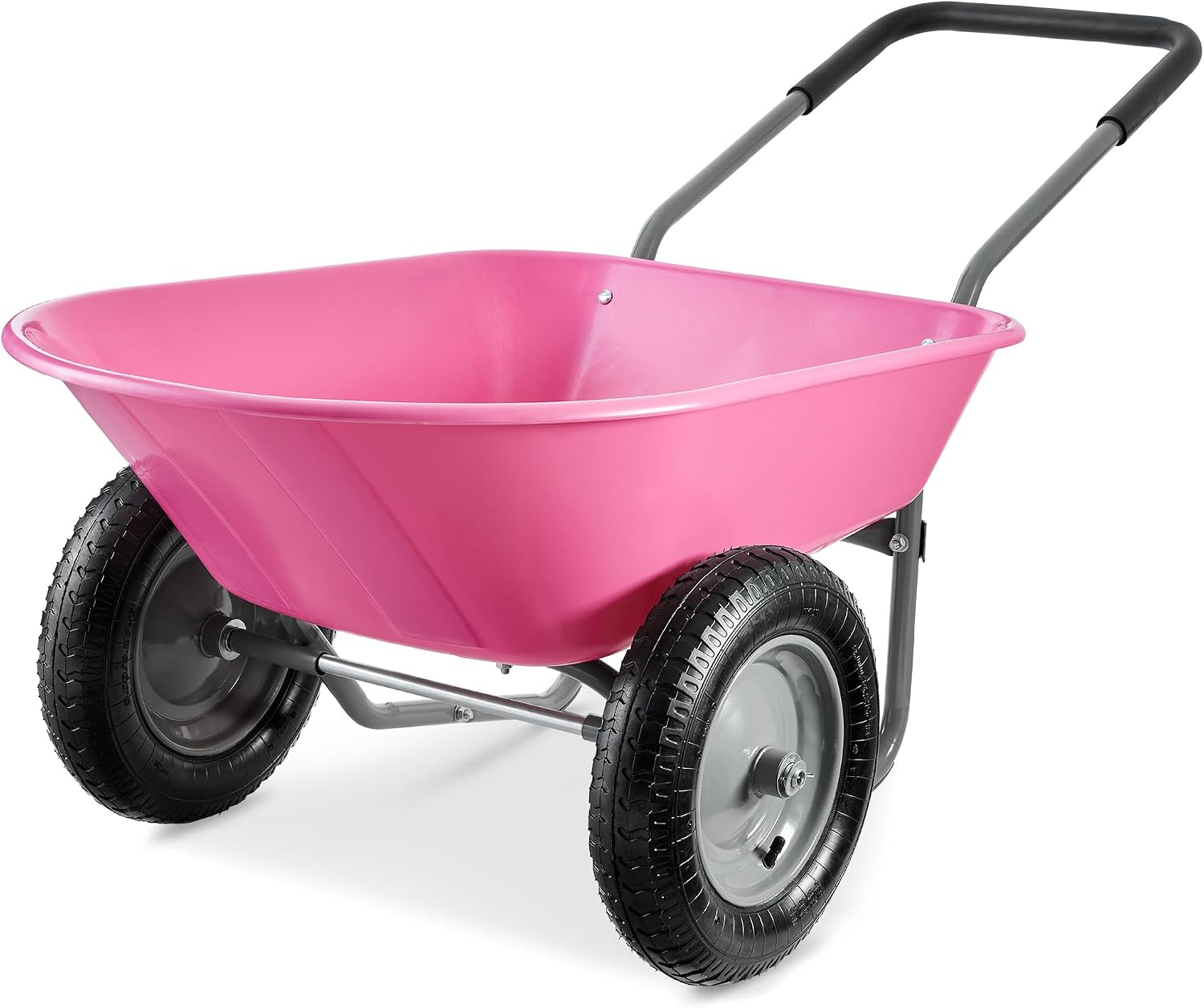 Best Choice Products Dual-Wheel Home Utility Yard Wheelbarrow Garden Cart w/Built-in Stand for Lawn, Gardening, Construction - Green