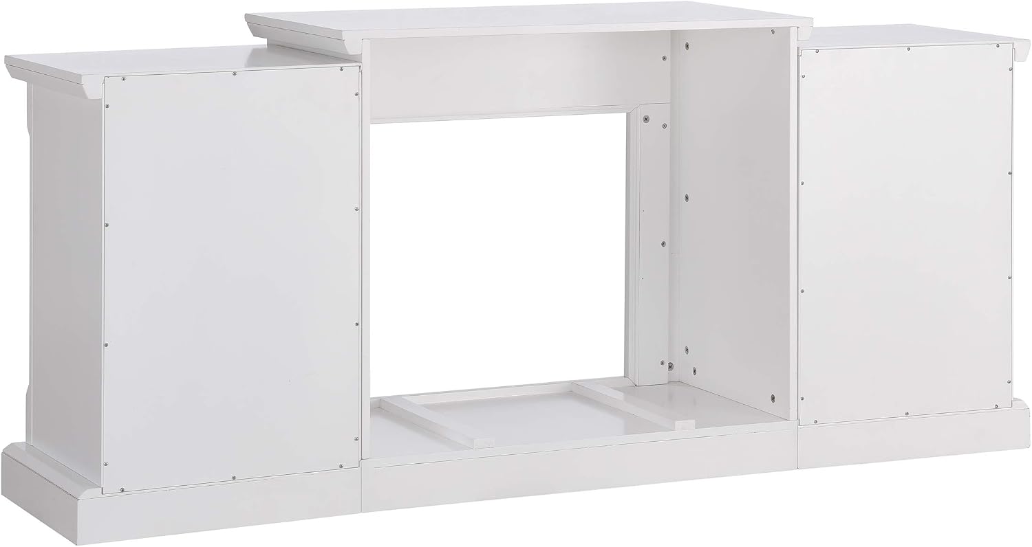 SEI Furniture Gallatin Faux Stone Electric Fireplace with Bookcases, New White