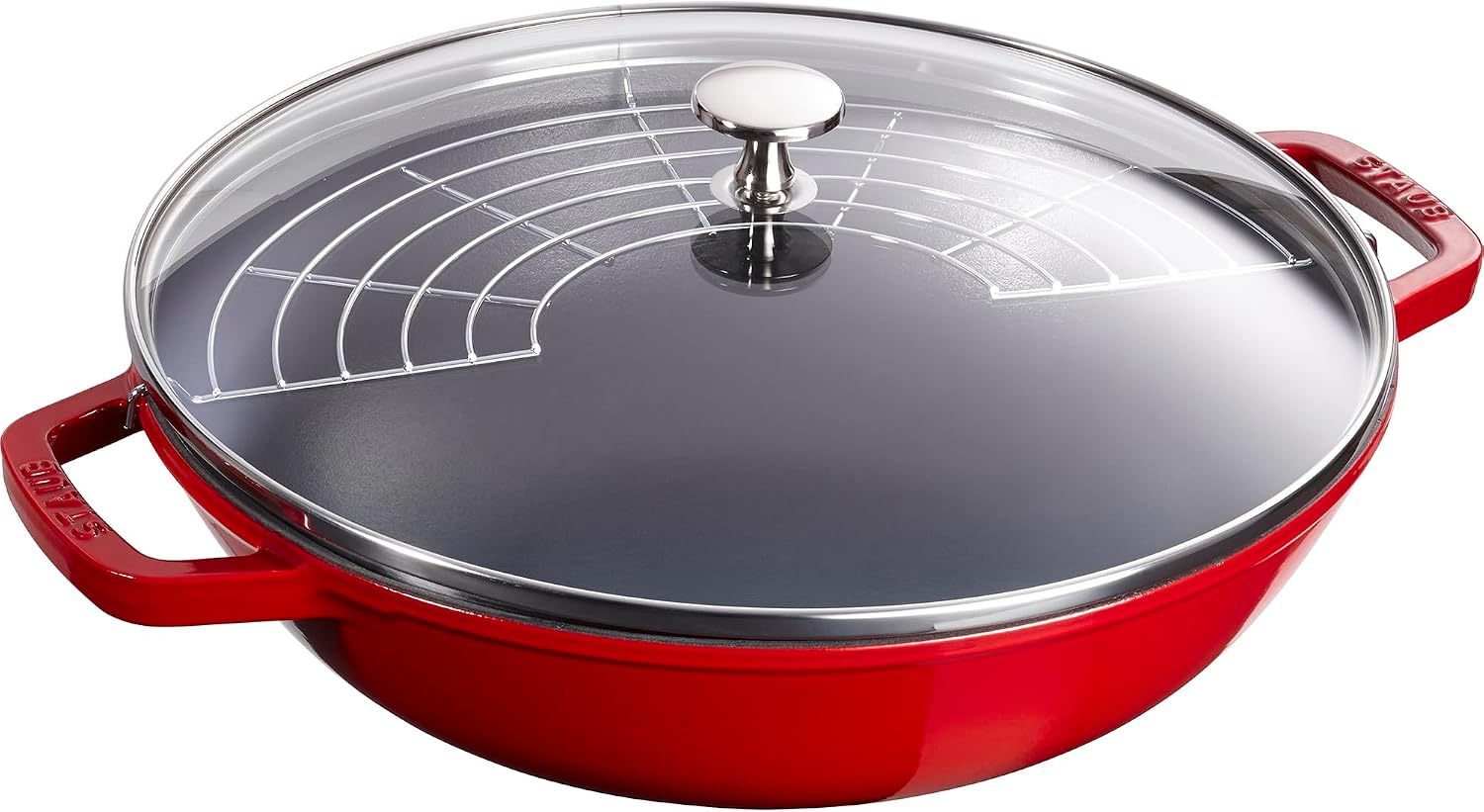 Staub Cast Iron Perfect Pan, Wok, Dutch Oven, 4.5-quart, serves 4-5, Made in France, Dark Blue