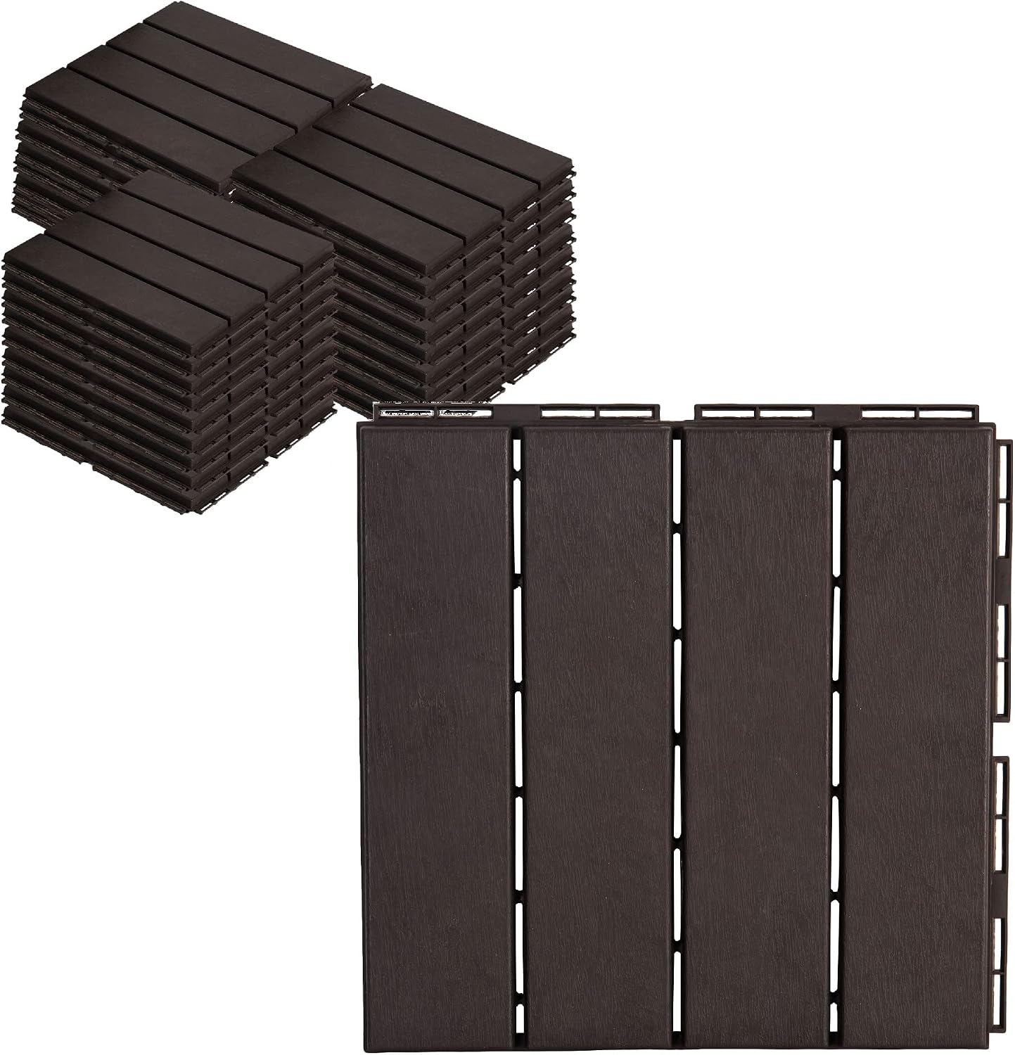 ASTEROUTDOOR Interlocking Deck Tiles Plastic Waterproof Outdoor Flooring 12" x 12" for Patio Garden Deck Poolside Indoor Outdoor, 10 pcs, Gray