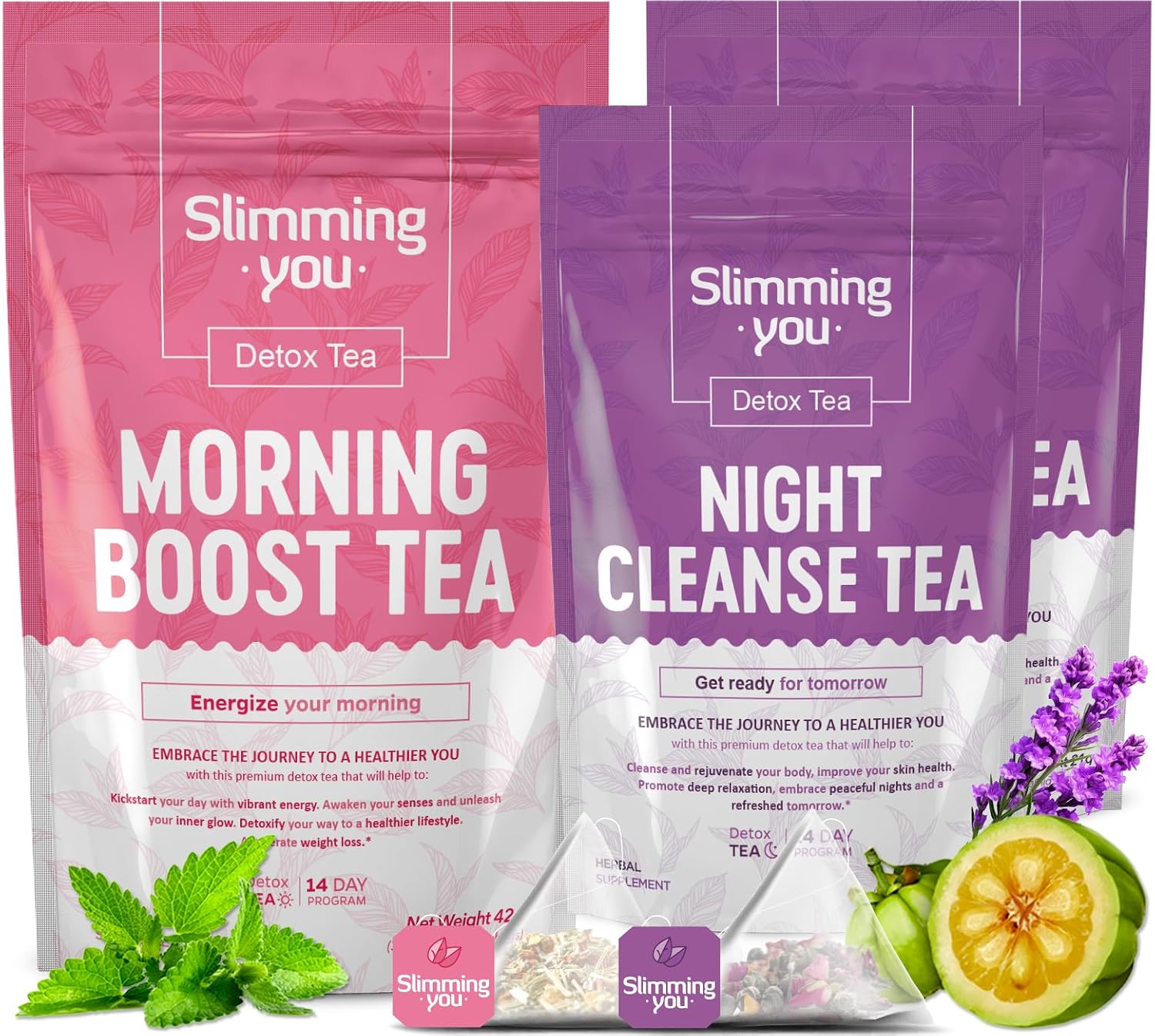 TAOISTEA 14 Day Detox Tea for Weight Loss, Body Cleanse, Metabolism Boost - Morning Boost and Night Cleanse Teas