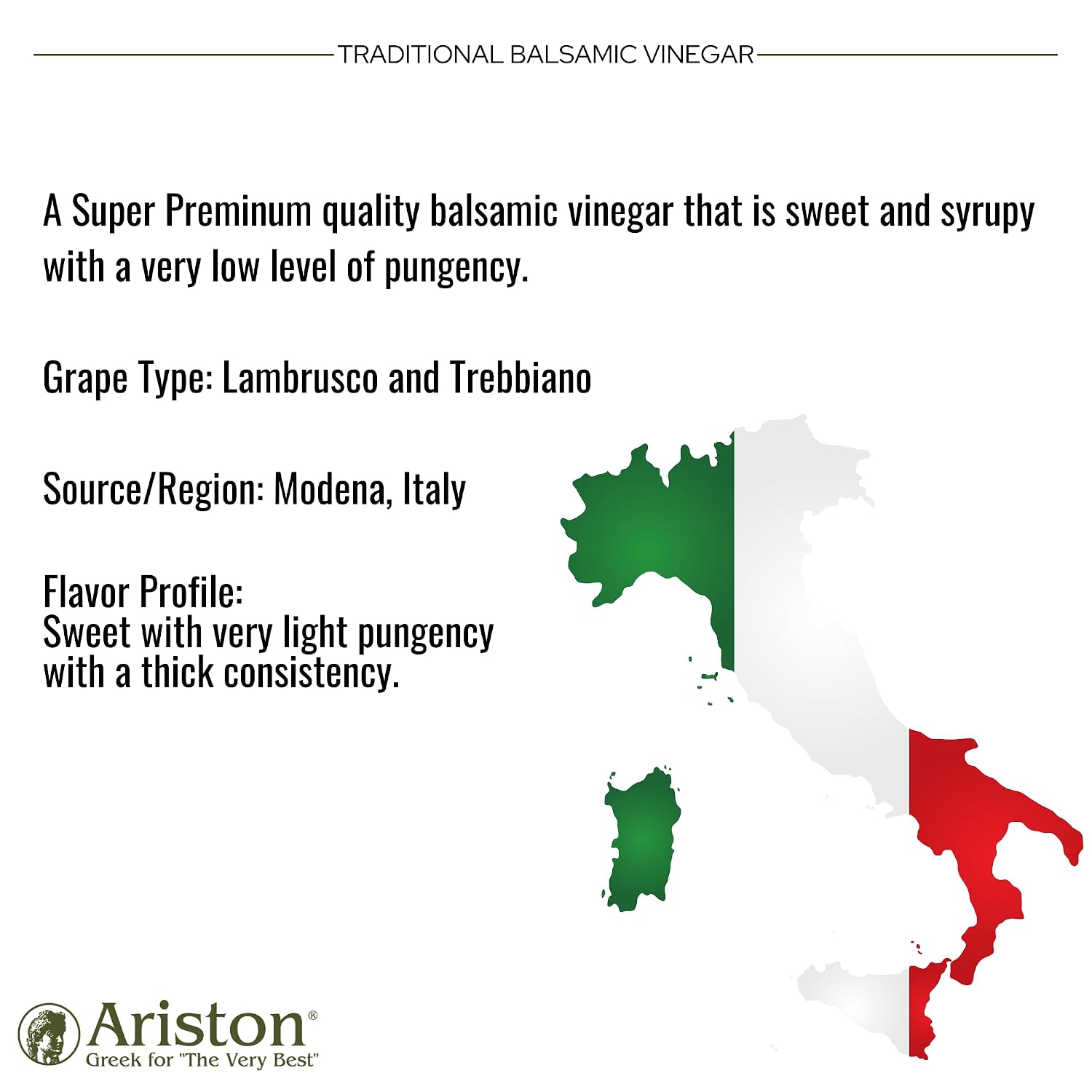 Ariston Aged Balsamic Vinegar of Modena, Traditional Flavored, 16.9 Fl Oz | Organic Gourmet Italian Vinegar, Oak Barrel Aged, Perfect for Salads, Pasta & Finishing Dishes, No Added Sugar, Vegan