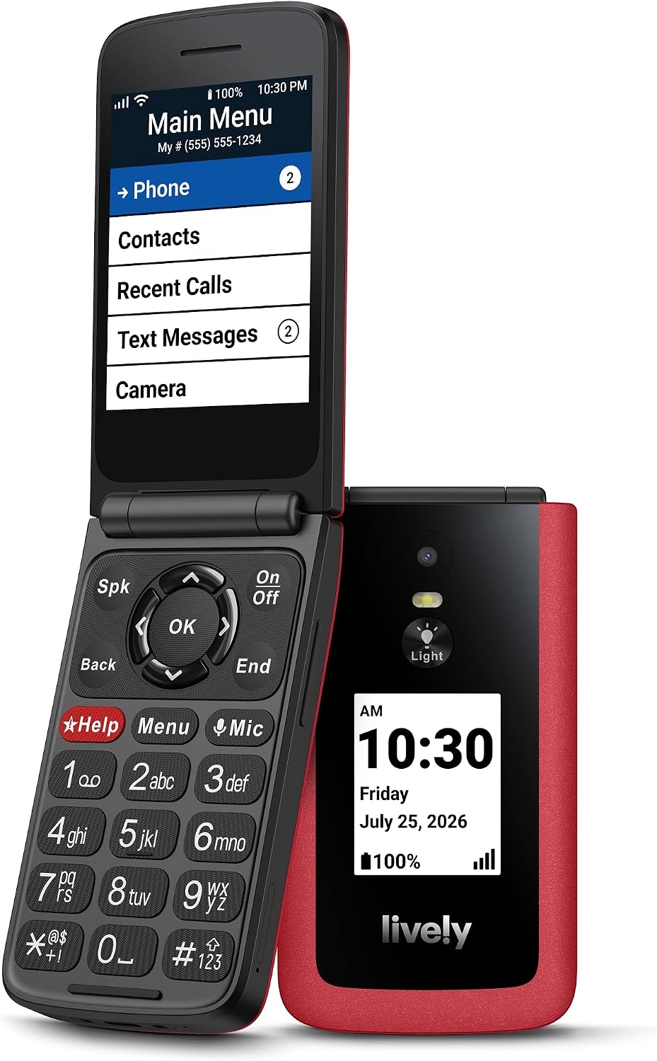 LIVELY Jitterbug Flip Cell Phone for Seniors, Flip2, Red