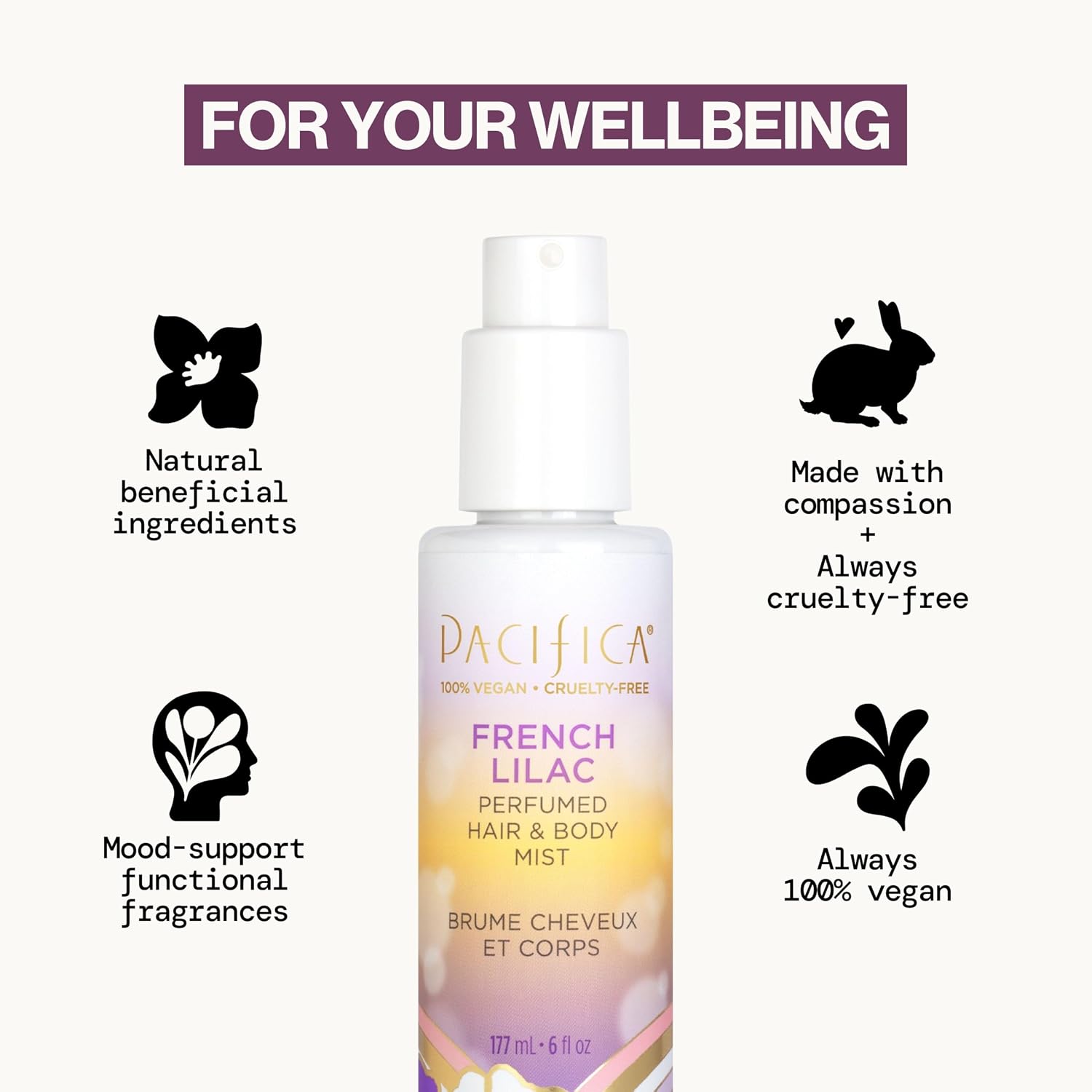 Pacifica Island Vanilla Hair Mist Perfume and Full Body Spray for Women - Fragrance Spray for A Mood-Lifting Experience, Paraben-Free, Clean Beauty No Alcohol, Vegan & Cruelty-Free, 6 oz oz