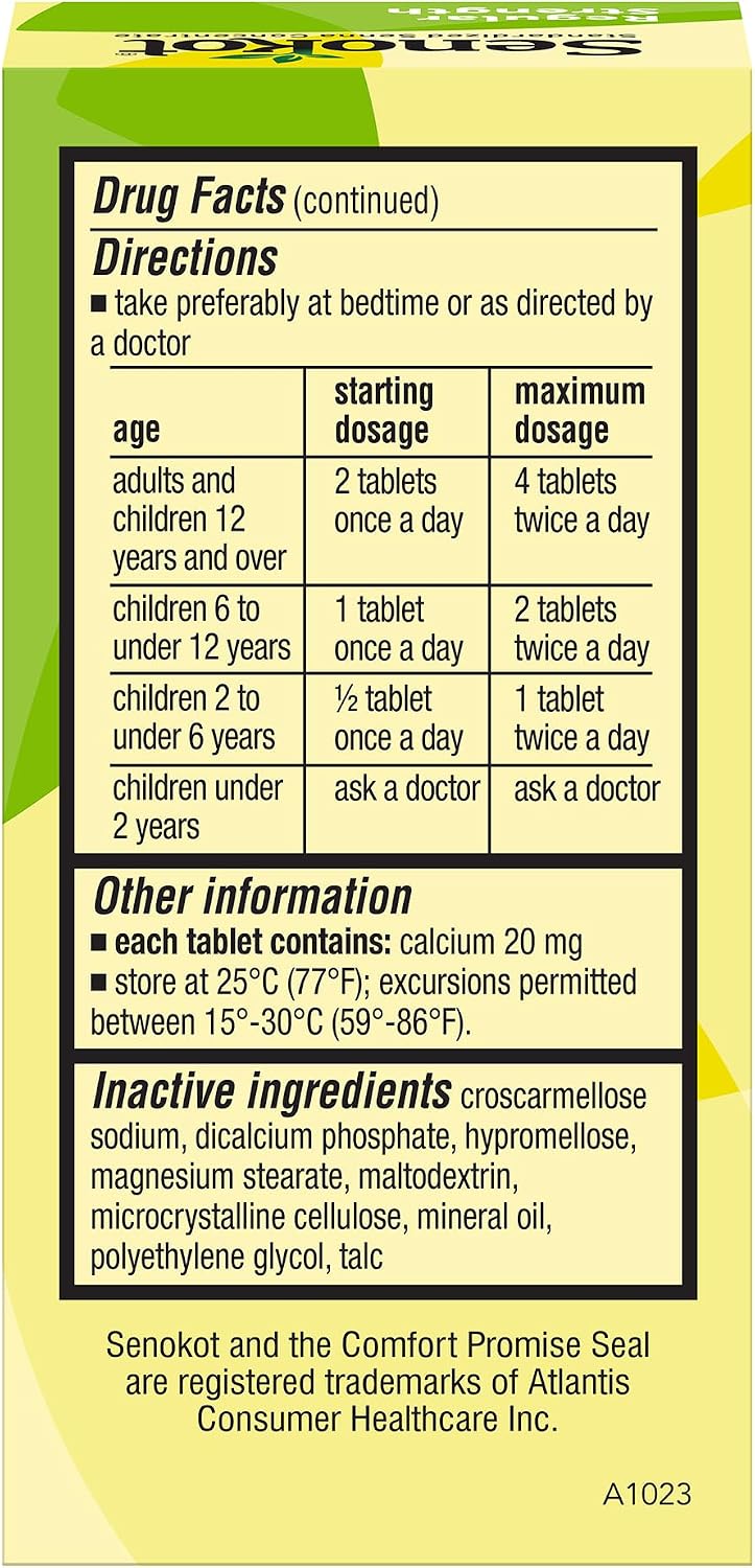 Senokot Regular Strength Laxatives for Constipation, Senna Tablets, 100 ct