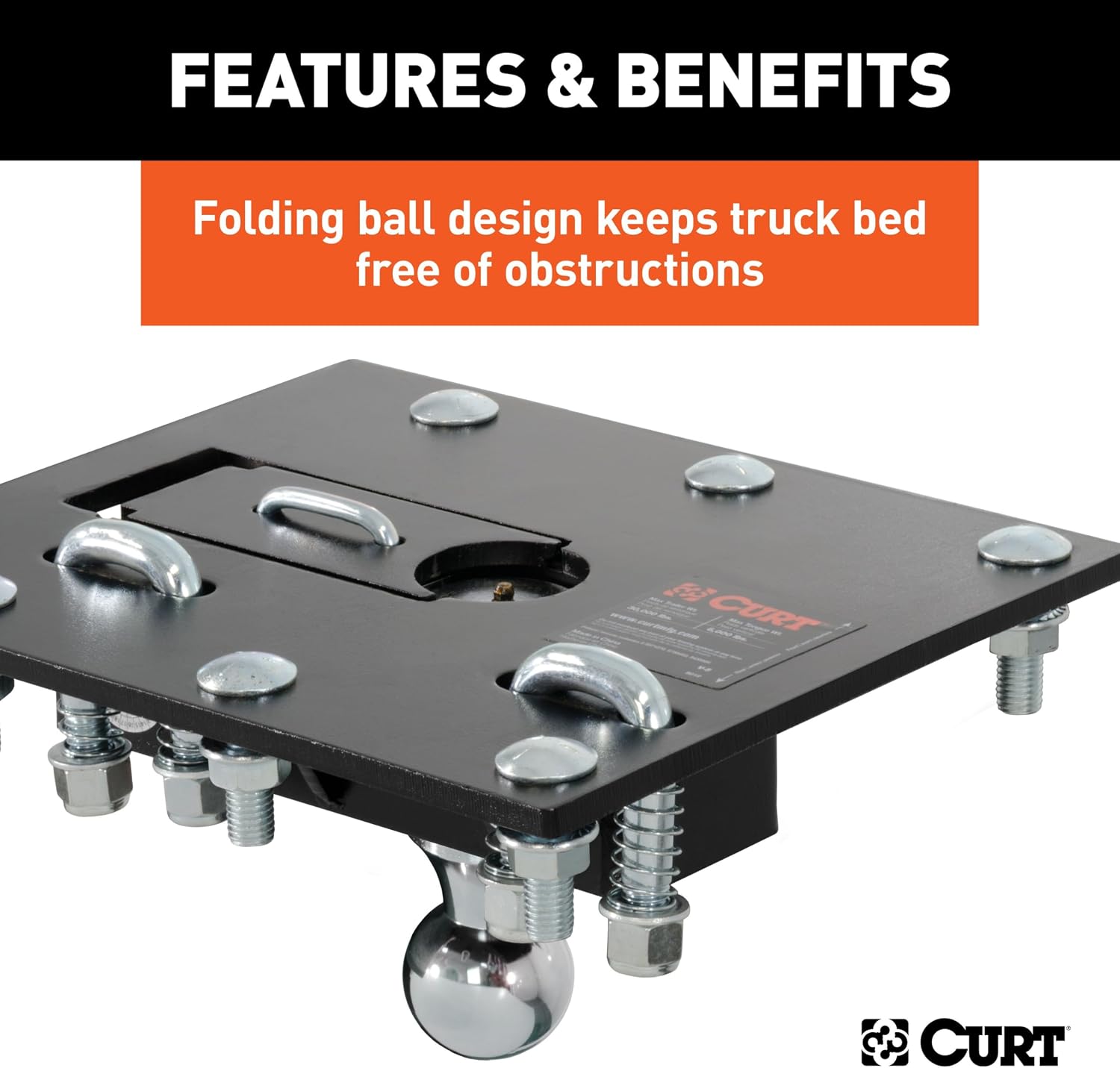 Curt Manufacturing 61052 Folding Ball Gooseneck Hitch Assembly