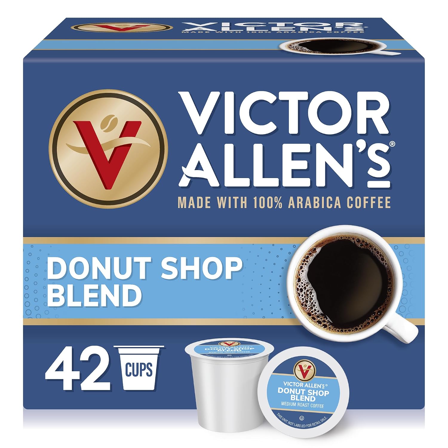 Victor Allen's Coffee Donut Shop Blend, Medium Roast, 80 Count, Single Serve Coffee Pods for Keurig K-Cup Brewers | 100% Arabica beans, Compatible with all K-Cup brewers, Kosher-OU (Pareve), 90-150mg caffeine per serving
