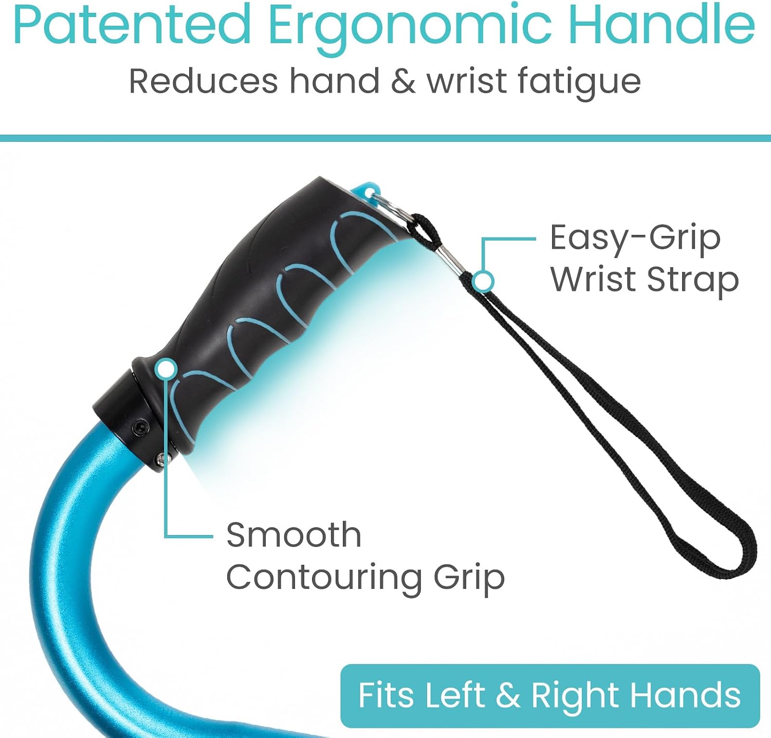 Vive Quad Cane - Walking Stick for Men and Women - Lightweight Adjustable Staff - Comfortable Right and Left Hand Grip for Stability Support - Four Prong Sturdy Aluminum Travel Aid - 4 Tip Blue | Senior 4 Prong Walking Stick for Stability & Balance- Righ…