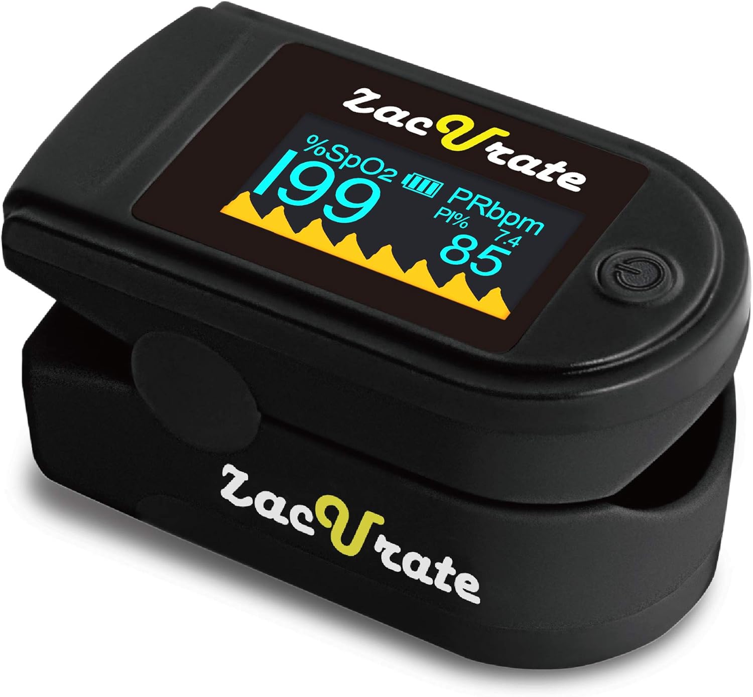 Zacurate 500 Series Fingertip Pulse Oximeter Blood Oxygen Saturation Monitor with Silicon Cover, Batteries and Lanyard, Royal Black
