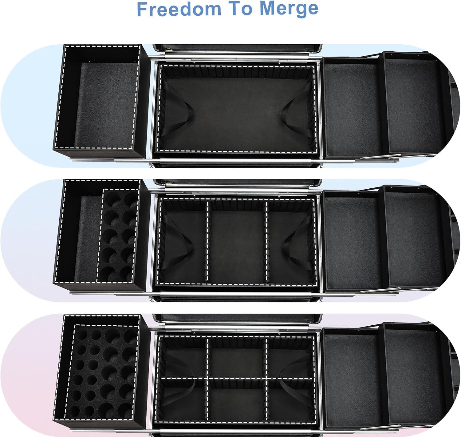 Stagiant Rolling Makeup Train Case Large Storage Cosmetic Trolley 4 Tray with Sliding Rail Removable Middle Layer with Key Swivel Wheels Salon