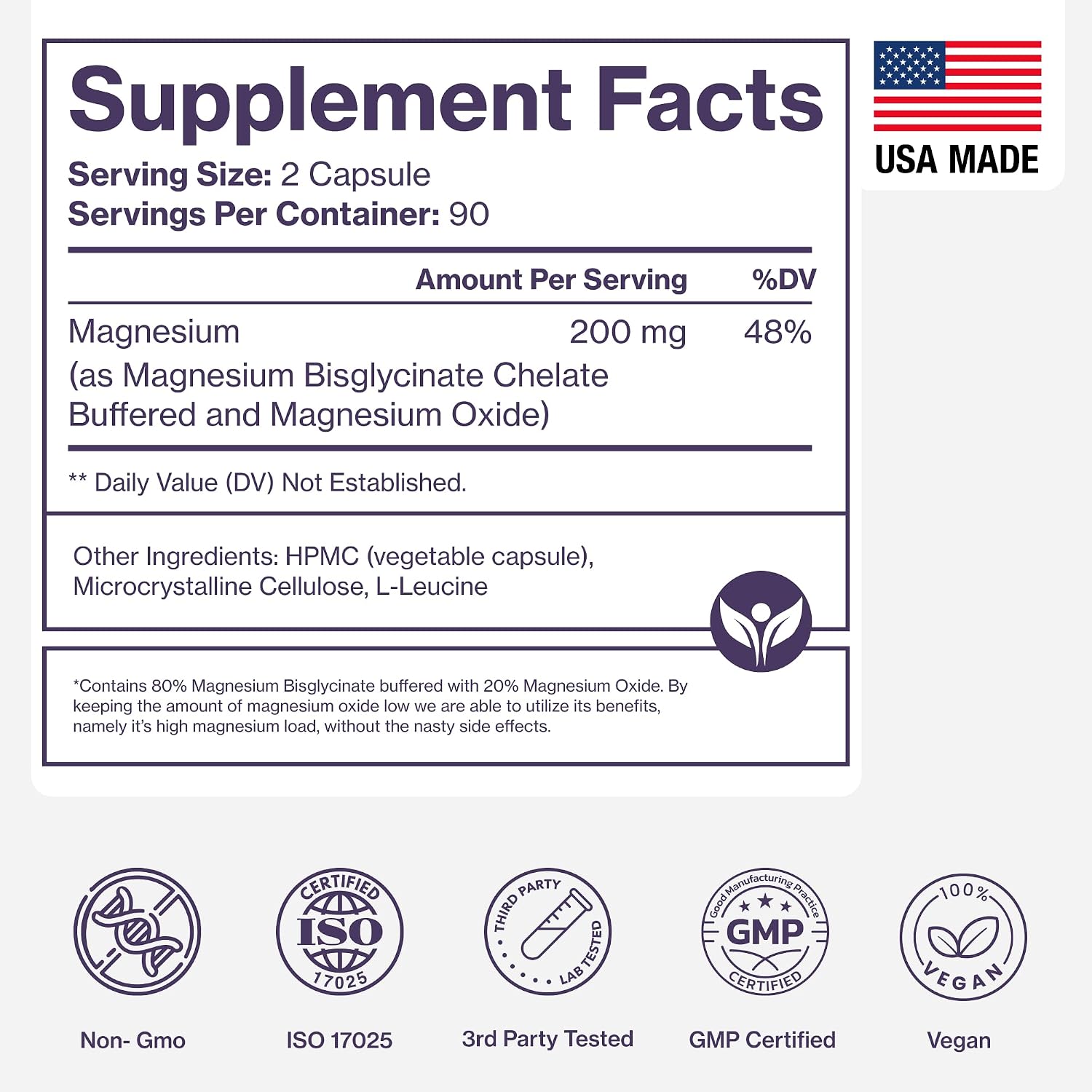 Pure Magnesium Glycinate Supplement – Highly Absorbable Chelated Magnesium to Support Sleep, Muscle & Nerve Health, Energy