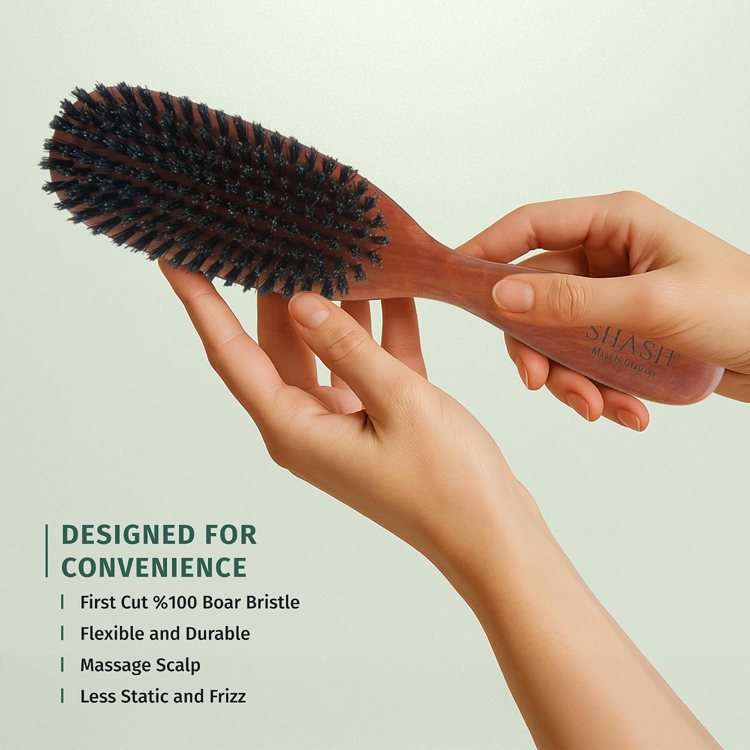 SHASH Classic German First Cut 100% Boar Bristle Hair Brush Since 1869 - Conditions Hair, Improves Texture, Exfoliates Scalp