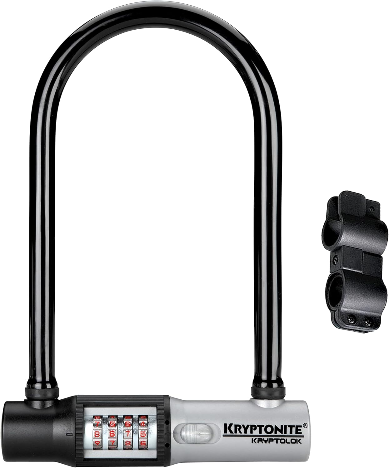 Kryptonite U-lock, 12mm Hardened Carbon Steel Shackle, 4-Digit Resettable Combination, Black