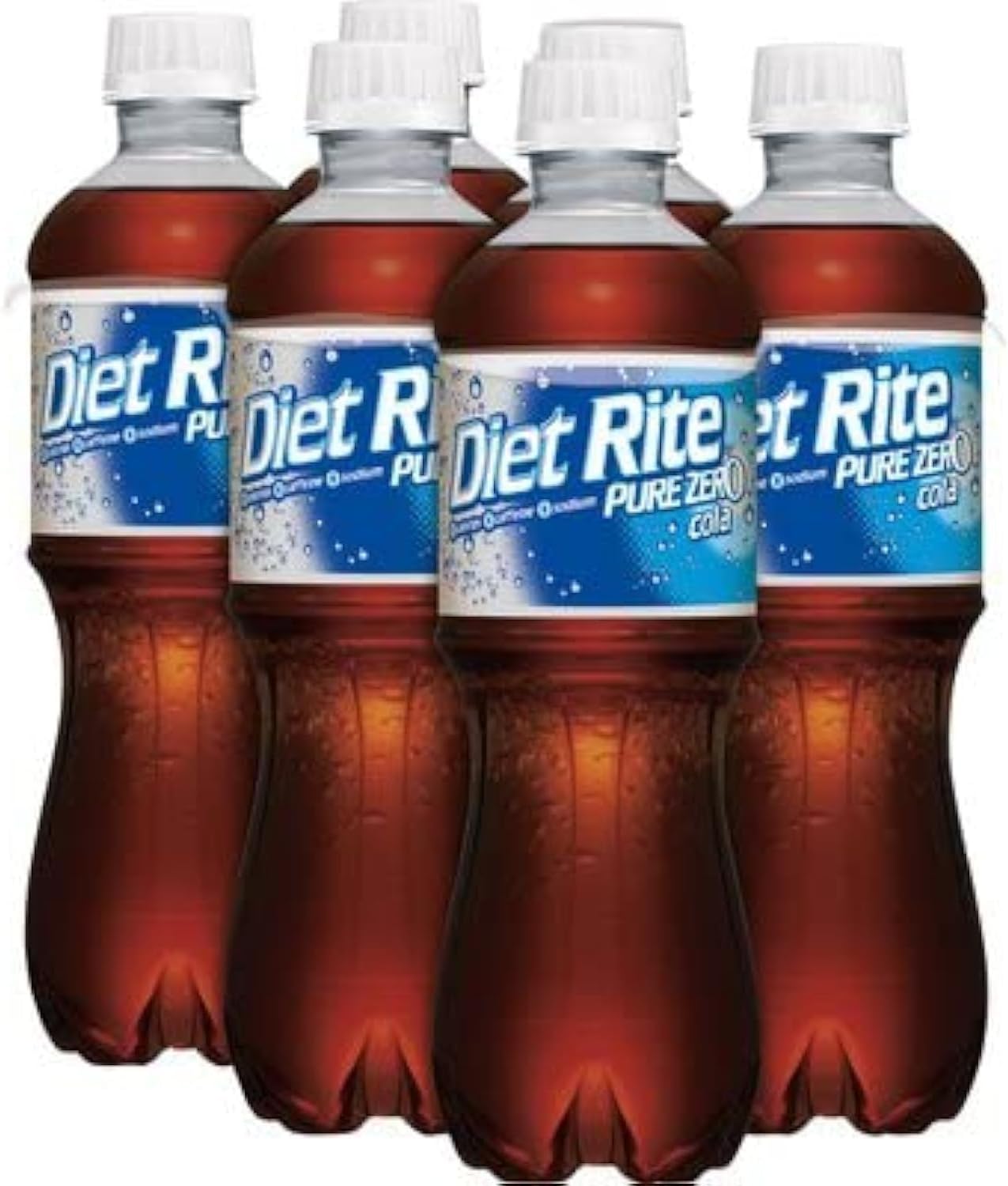 Diet Rite Pure Zero Cola, soda, No Caffeine, 6 pack of 16.9 oz bottles