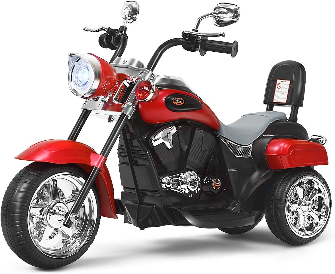 Costzon 6V Ride on Chopper Kids Motorcycle with Horn, Headlight (Red)