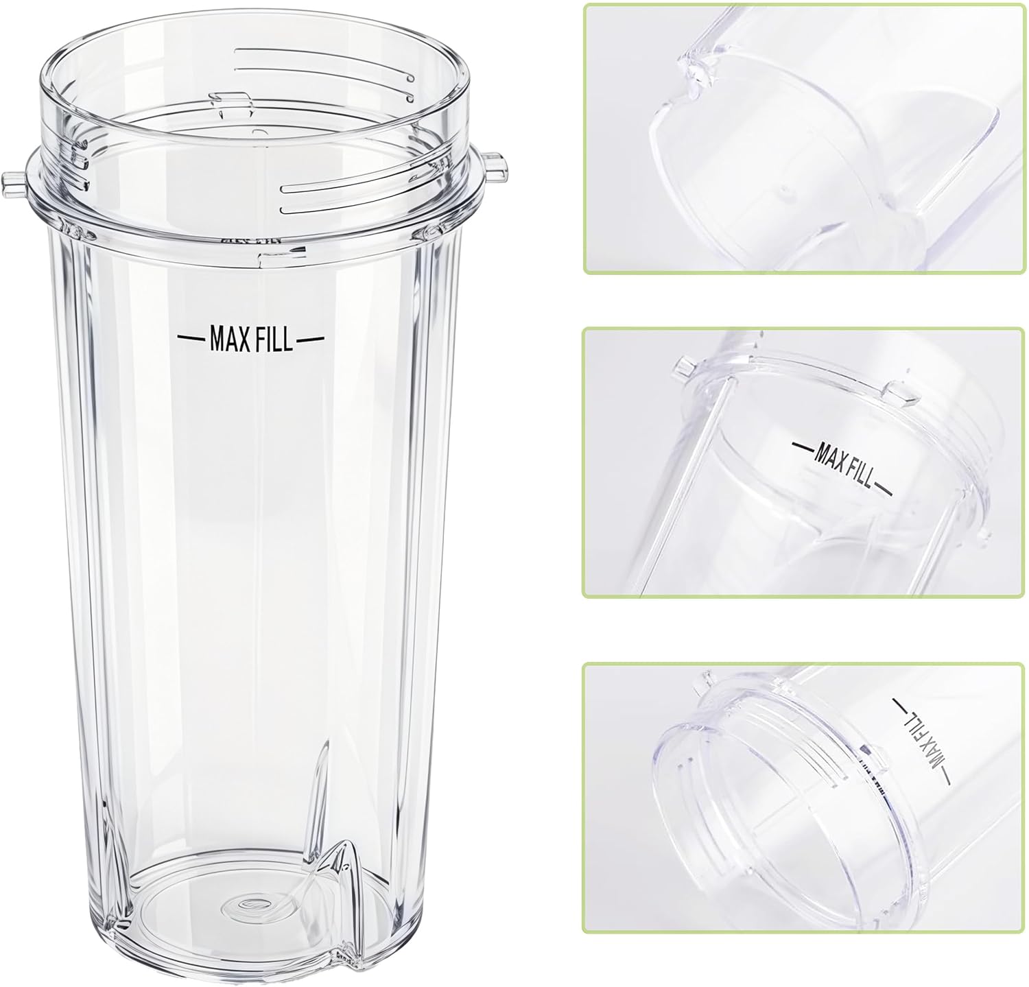 Replacement16oz Blender Cup for Ninja,Single Serve Blender Cup With Lids Set For BL770 BL780 BL660 BL740 BL810 Nutri Ninja Series Blenders (2-pack)